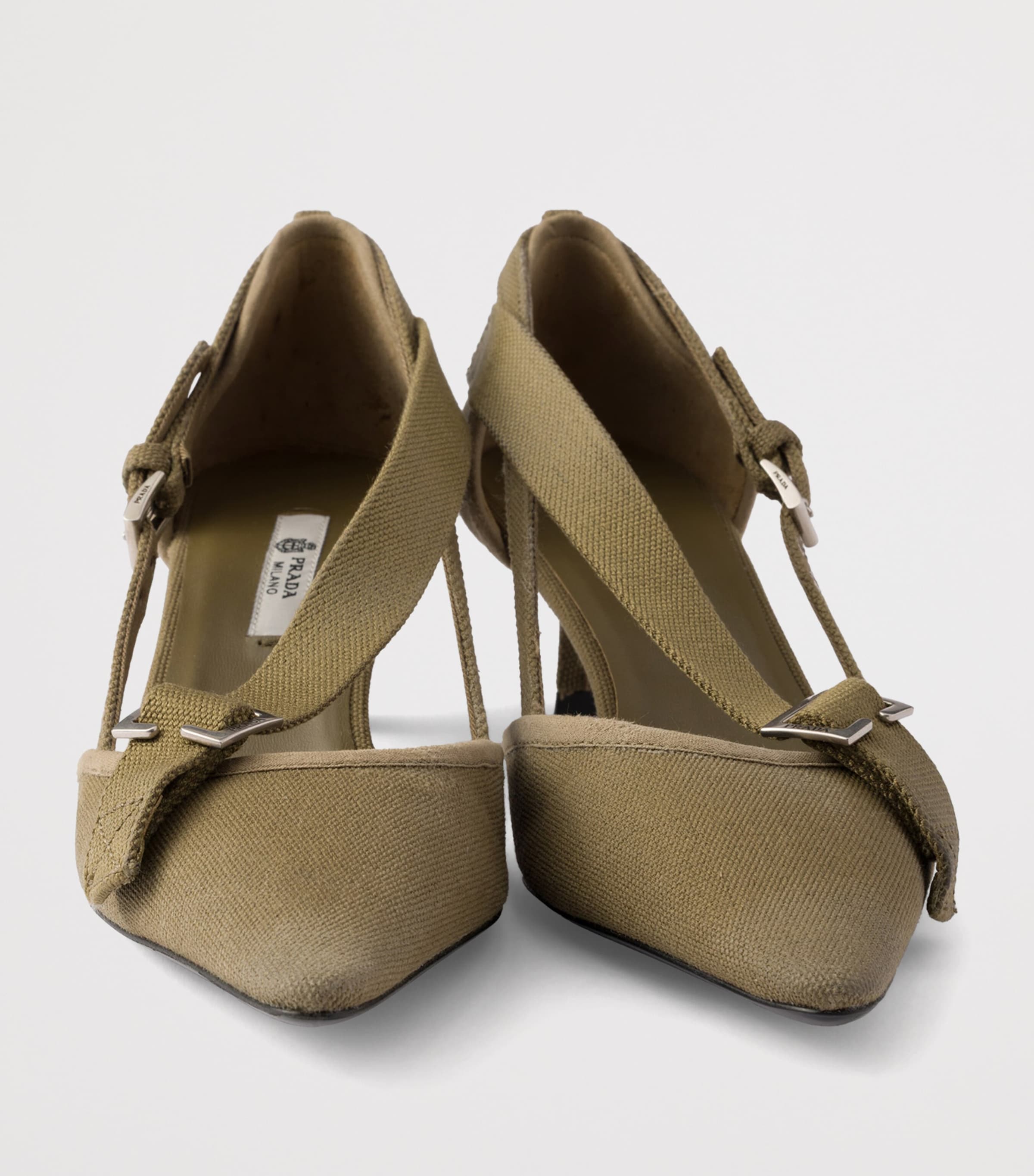 Prada Canvas Buckle-Detail Pumps 45 Green Image 6