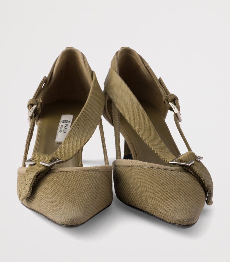 Prada Canvas Buckle-Detail Pumps 45 Green Image 6