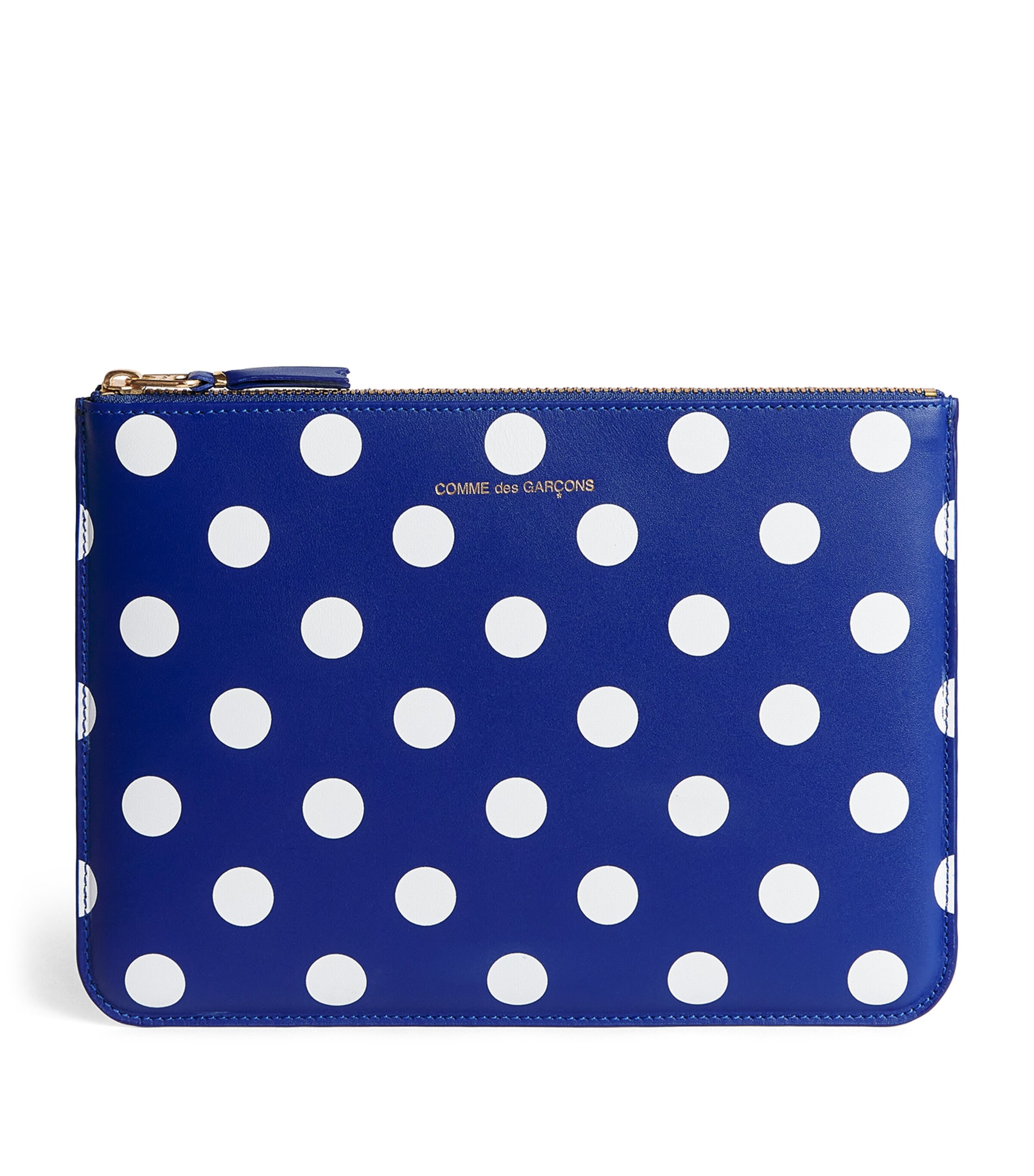 Shop Comme Des Garçons Leather Polka-dot Zipped Pouch