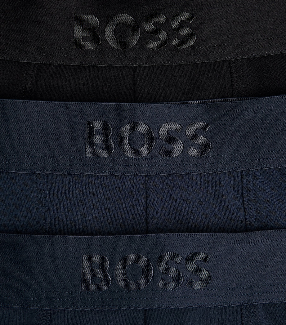 BOSS Mens Stretch-Cotton Boss One Trunks (Pack of 3) Open Blue Image 5
