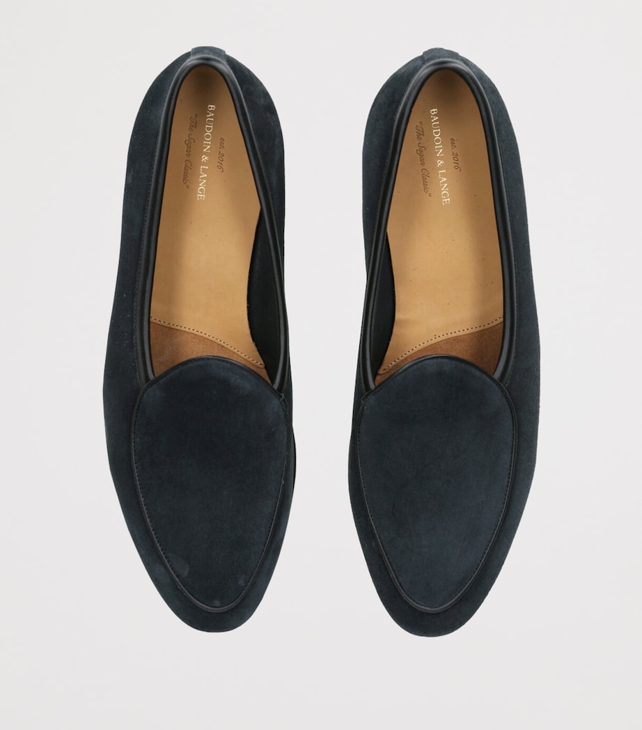 Baudoin & Lange Suede Sagan Classic Loafers Navy Image 4