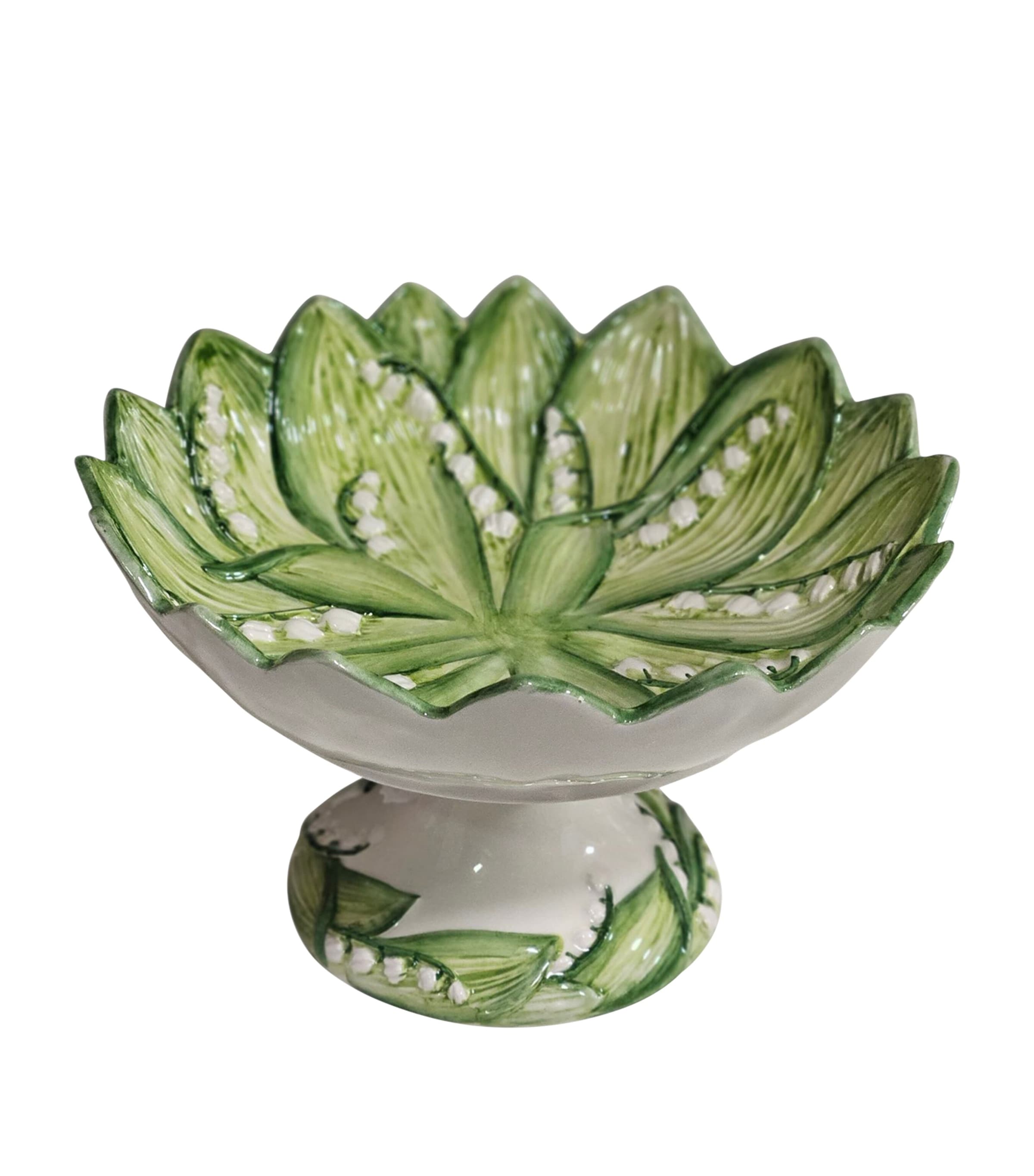 Les-Ottomans Ceramic Lily of the Valley Cake Stand (22cm) Green Image 1