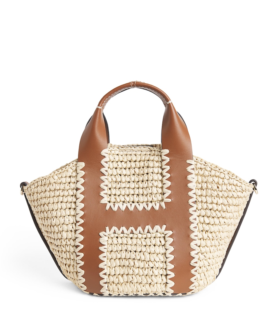 Harrods Small Raffia Tote Bag Neutral