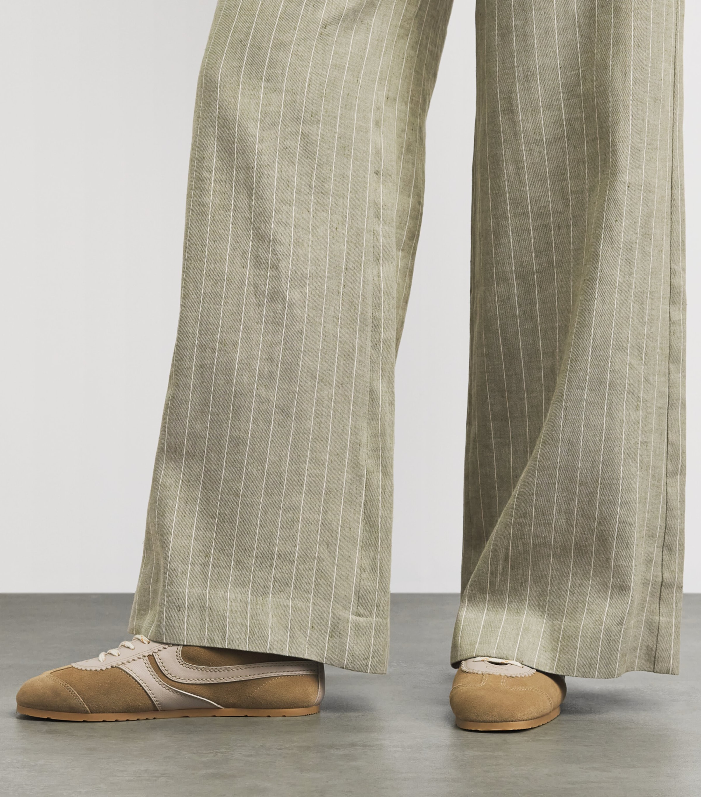 Maje Womens Linen-Cotton Blend Tailored Trousers Khaki Image 3