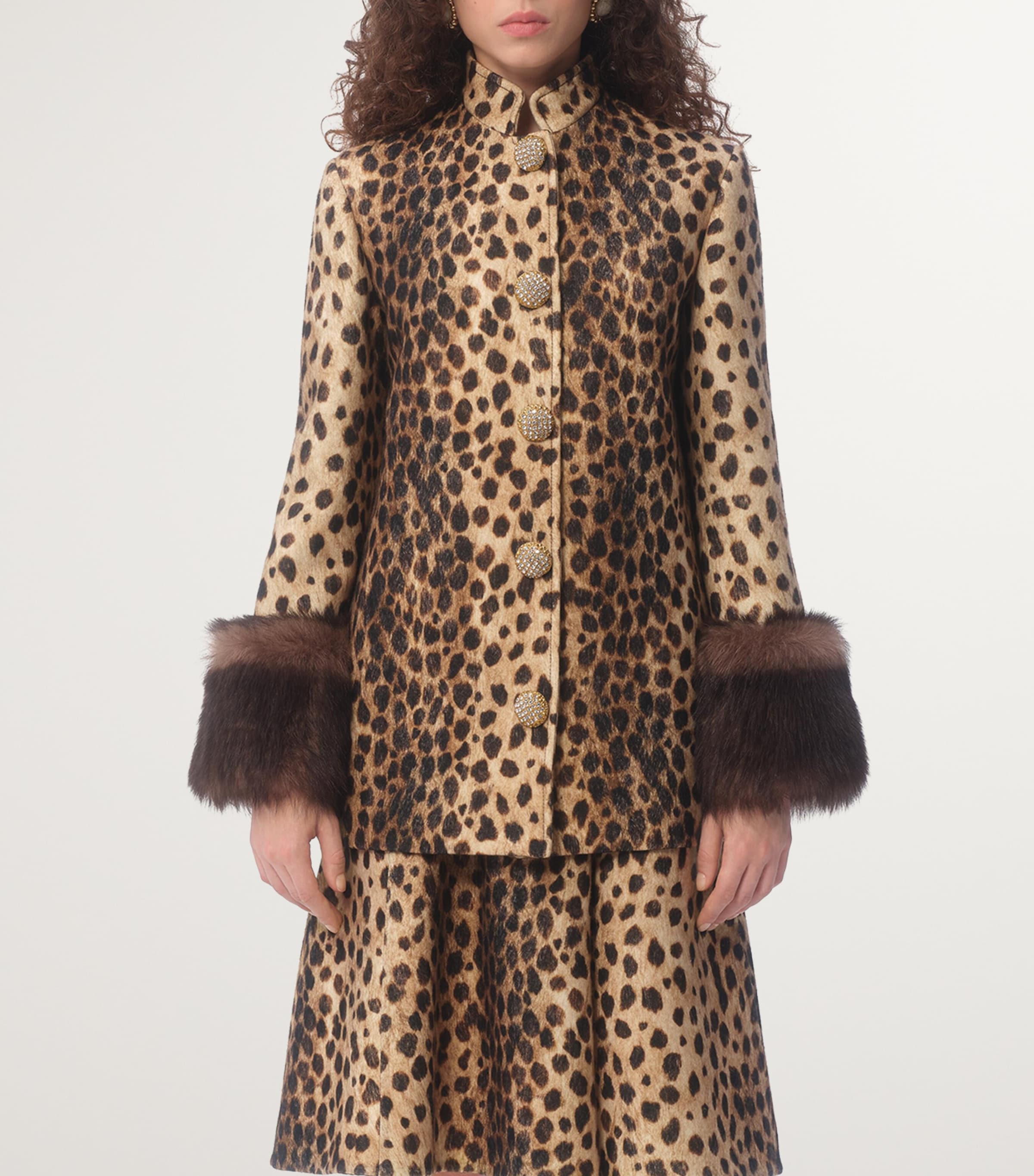 Valentino Beige Wool Animal Print Coat | Harrods US