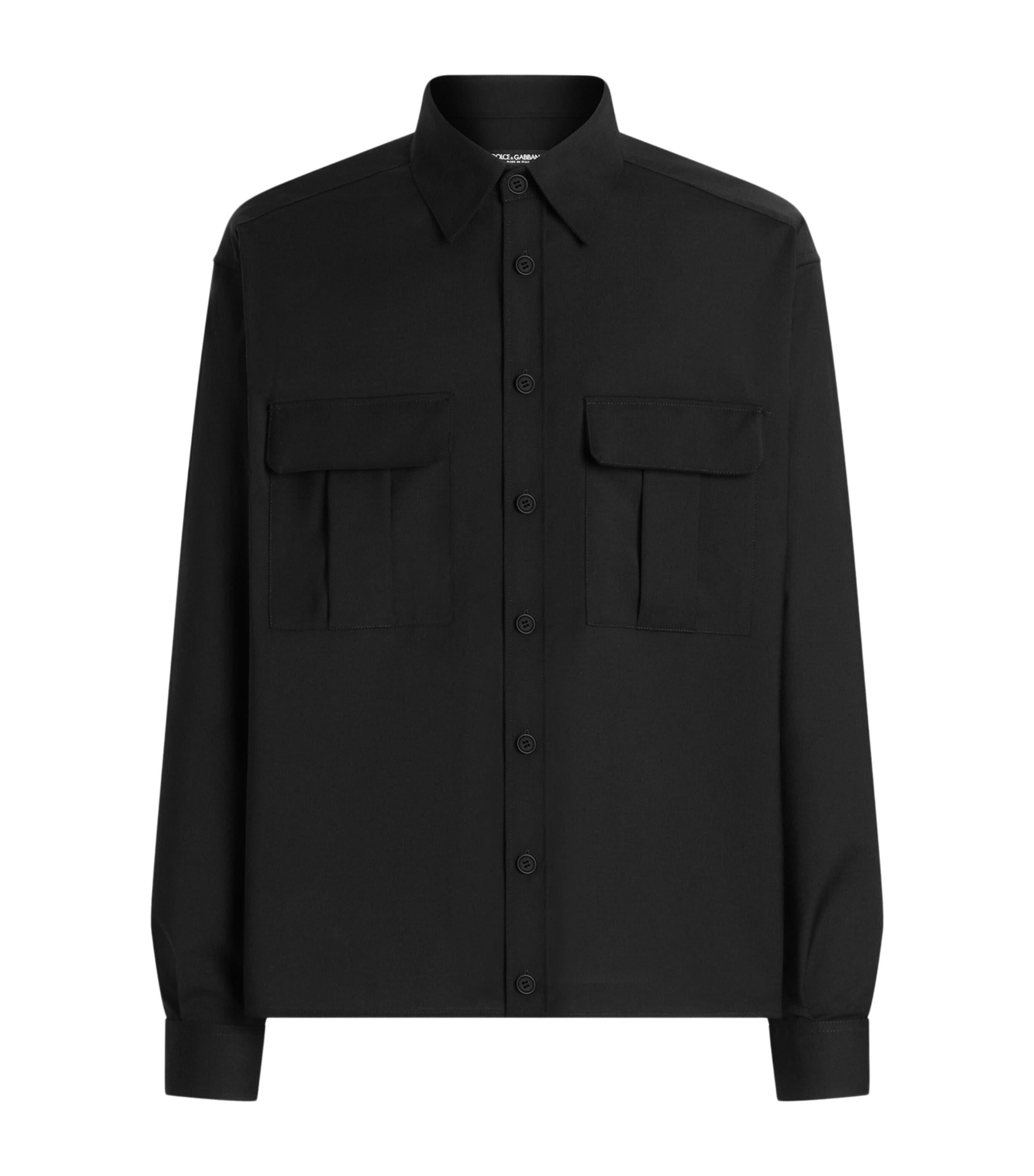 Dolce&Gabbana Mens Wool-Blend Canvas Shirt Black Image 1