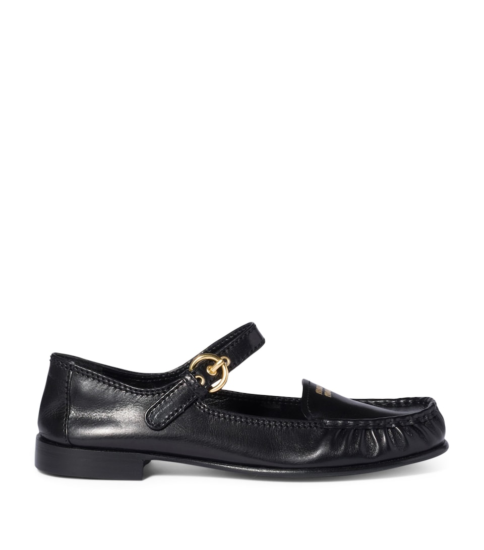 Miu Miu Leather Strap-Detail Loafers
