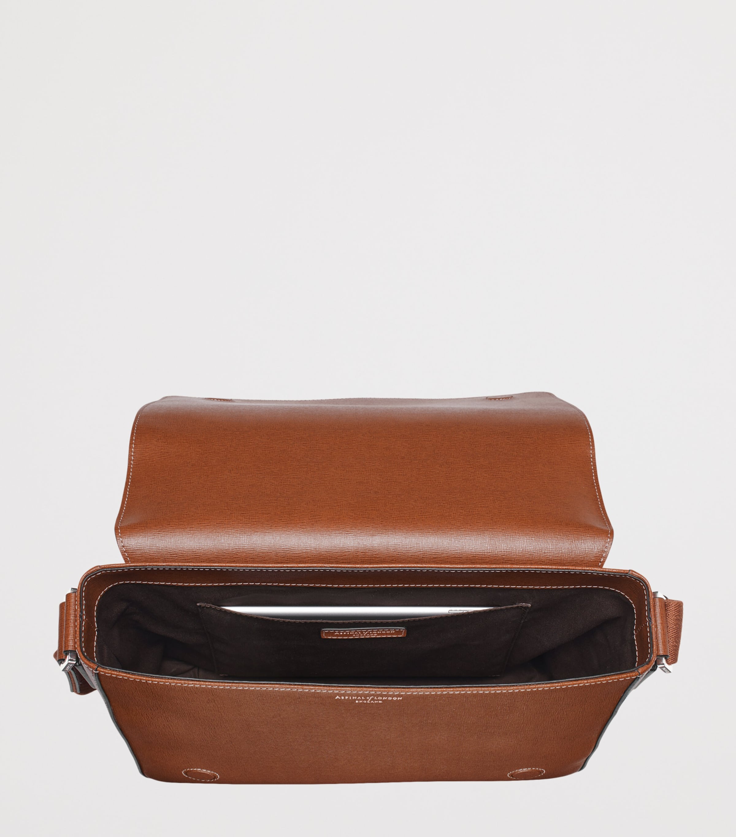 Aspinal Of London Leather Reporter Messenger Bag Chestnut Image 4