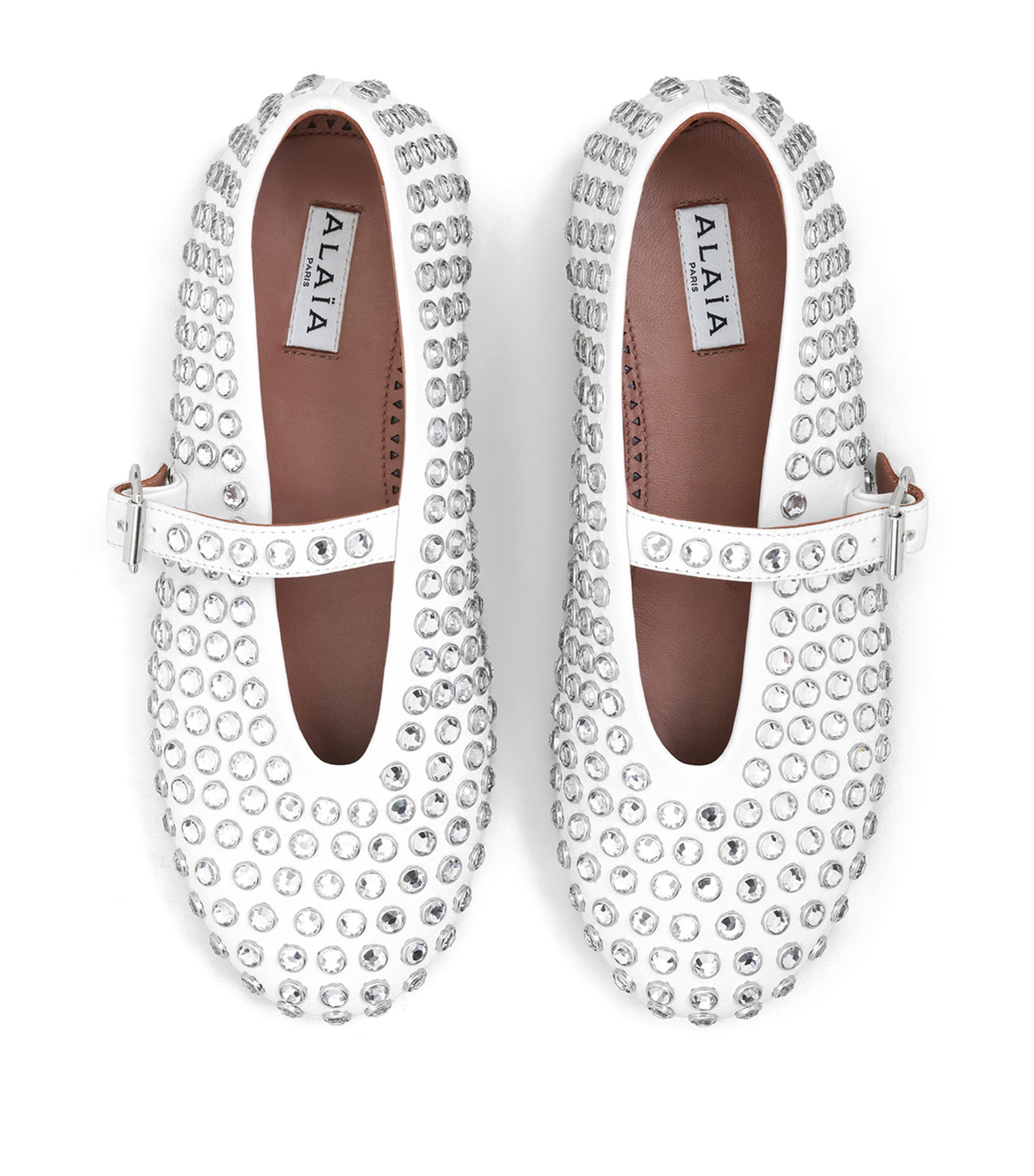 Alaïa Lambskin Embellished Ballet Flats Blanc Casse Image 3