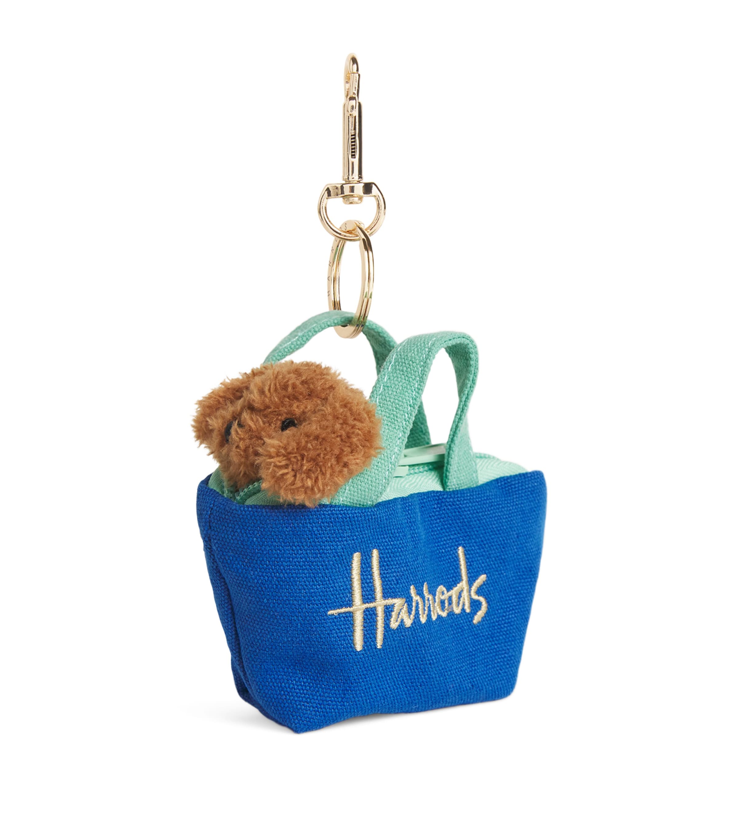 Harrods Dog In A Bag Keyring In Brown