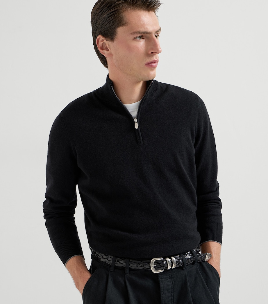 Brunello Cucinelli Mens Cashmere Quarter-Zip Sweater Image 2