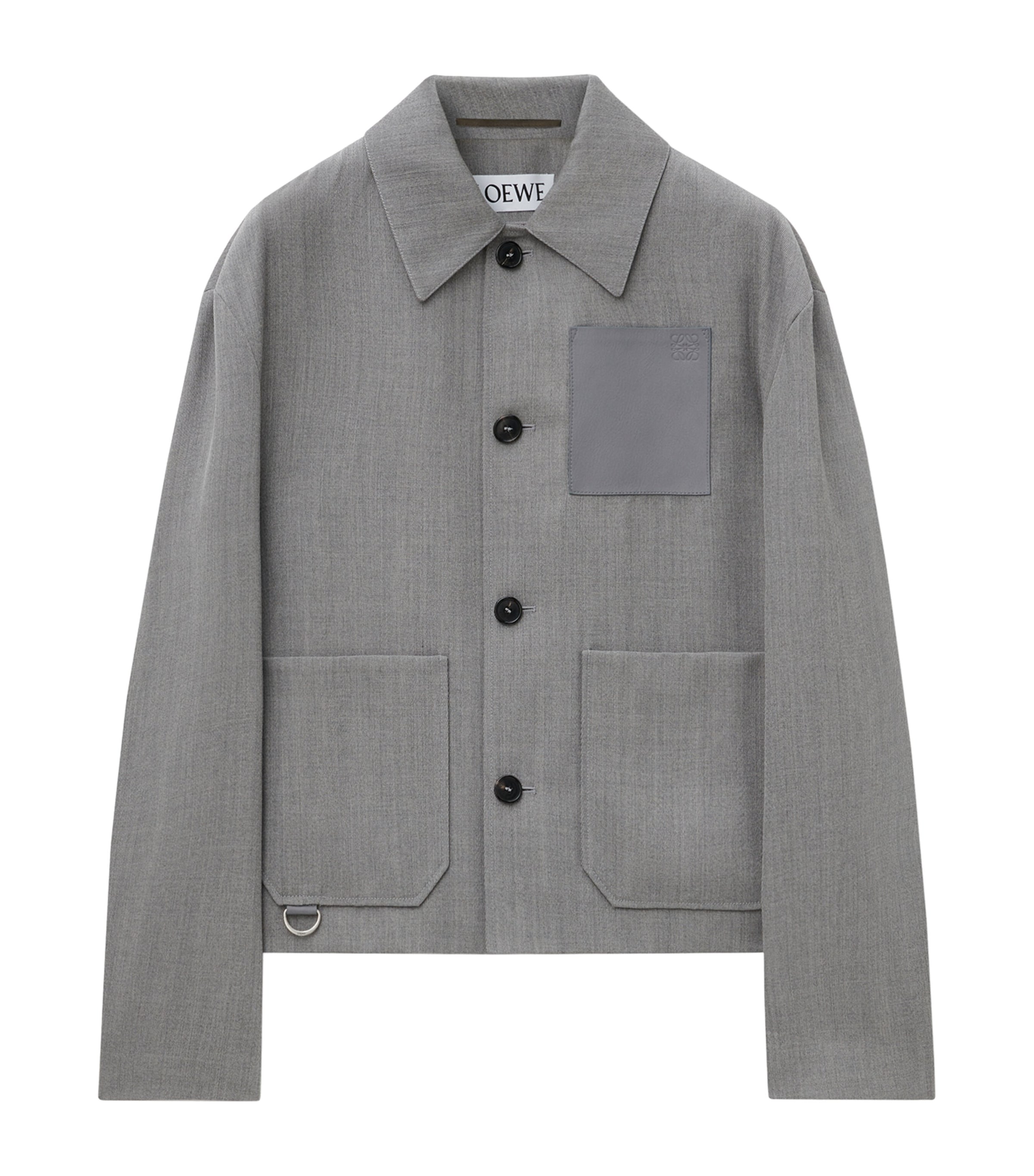 Loewe Wool-leather Workwear Jacket In Grey