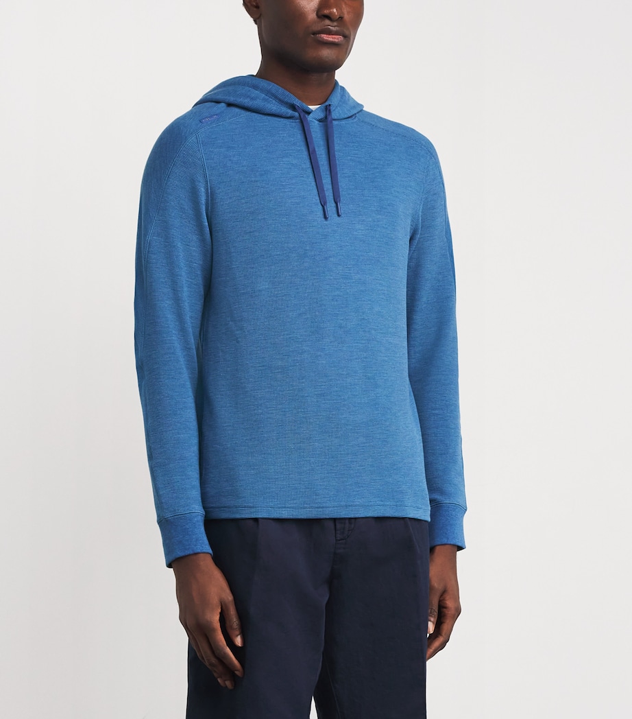 Waffle-Knit Hoodie FOG BLUE HEATHER Image 3