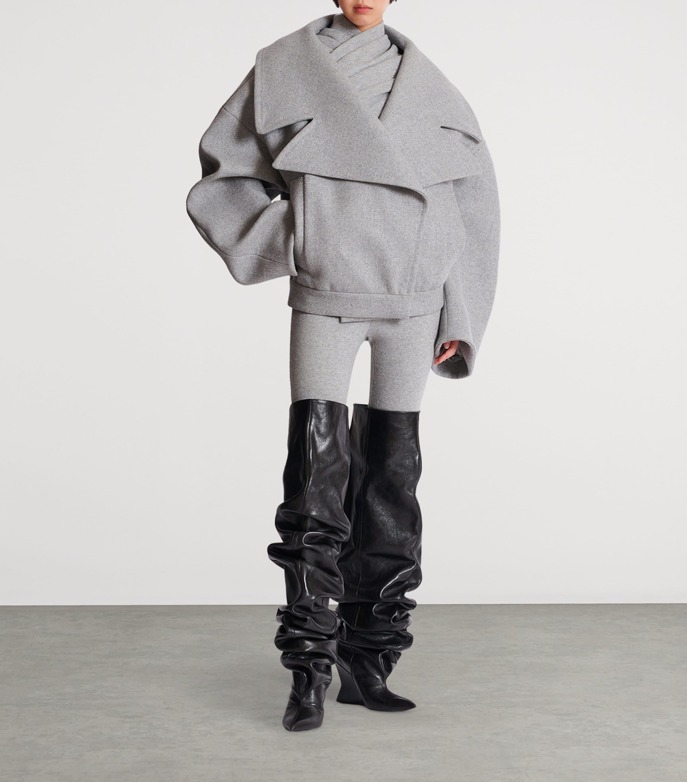 Wool-Cashmere Oversized Pea Coat 9AF GRIS CLAIR Image 2