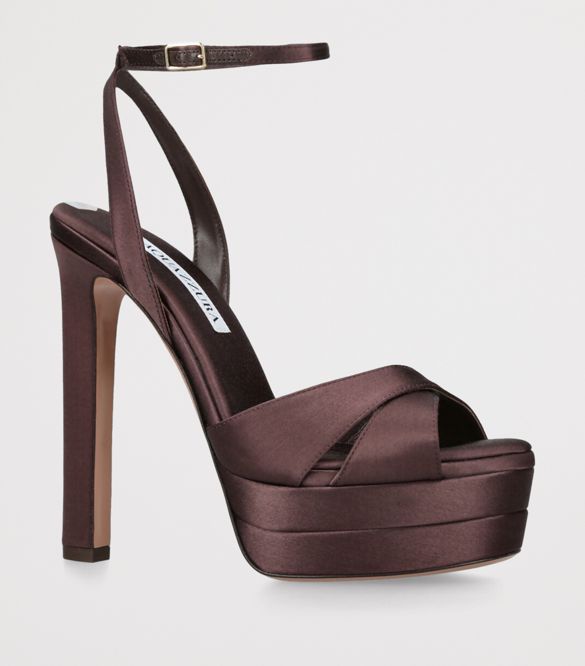 Satin Divine Plateau Platform Sandals 130 MID BROWN Image 3