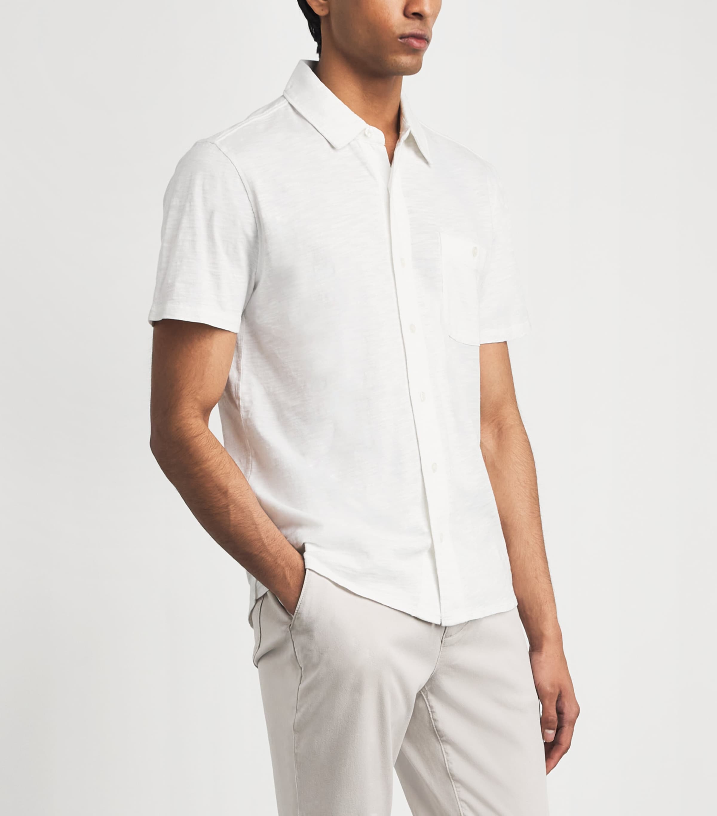 PAIGE Mens Cotton Carillo Polo Shirt Fresh White Image 4