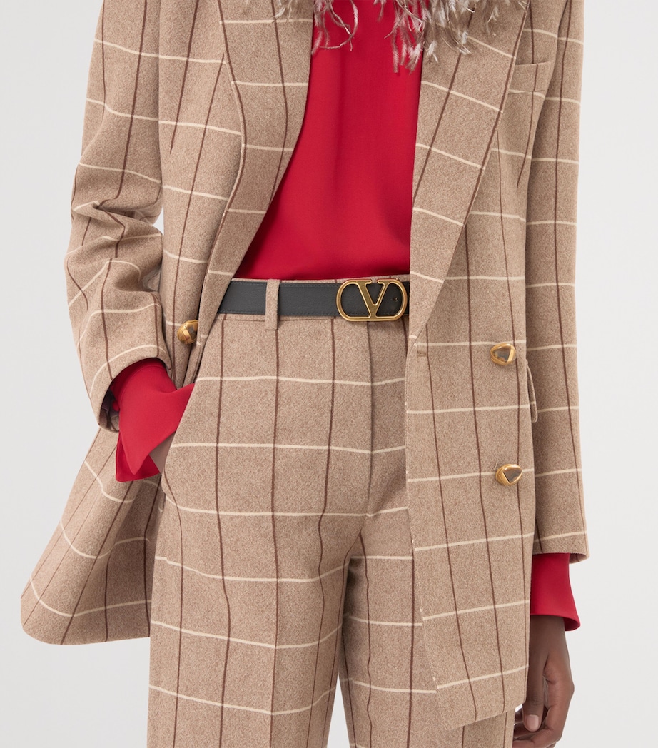 Leather Reversible VLogo Signature Belt DRN Image 2