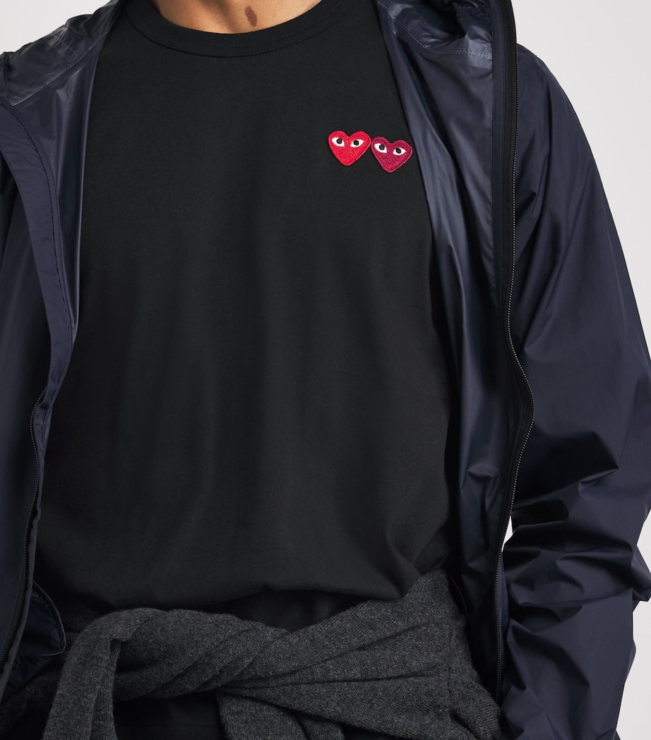 Embroidered Double-Heart T-Shirt 1 - BLACK Image 6