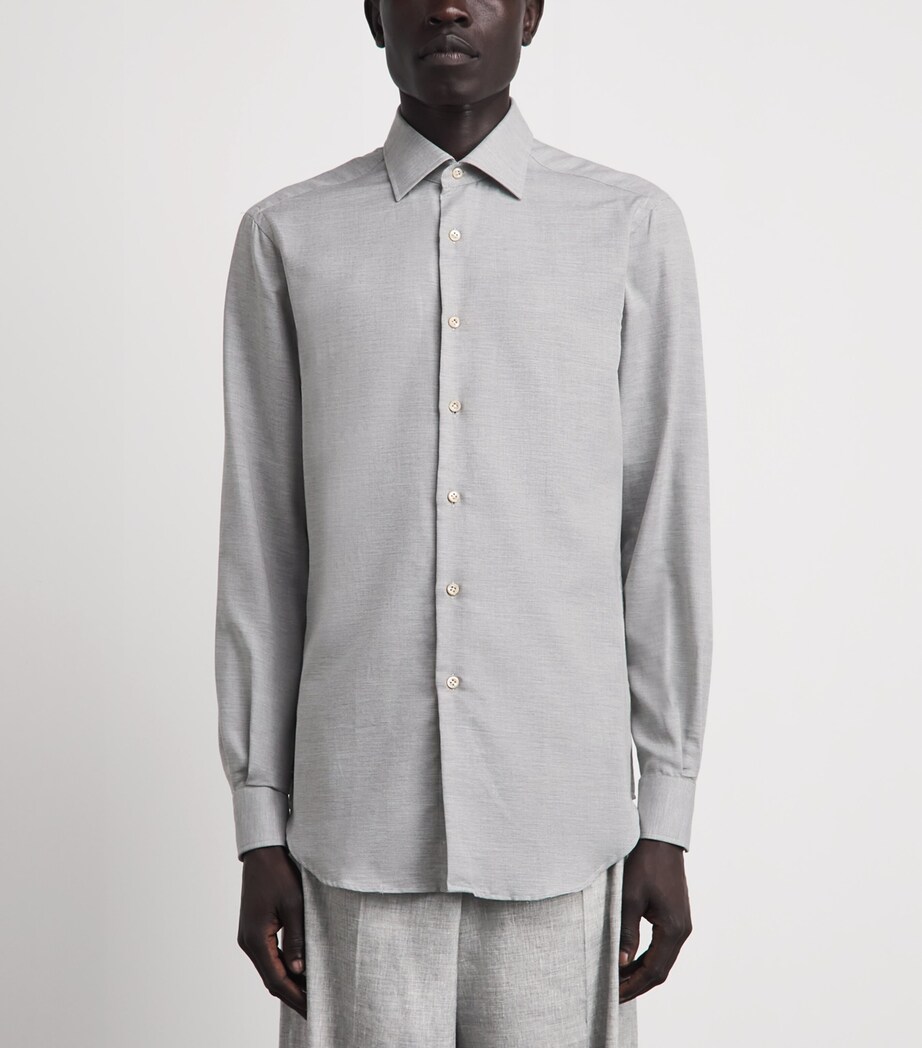 Pal Zileri Mens Cotton-Cashmere Shirt Light Grey Image 4