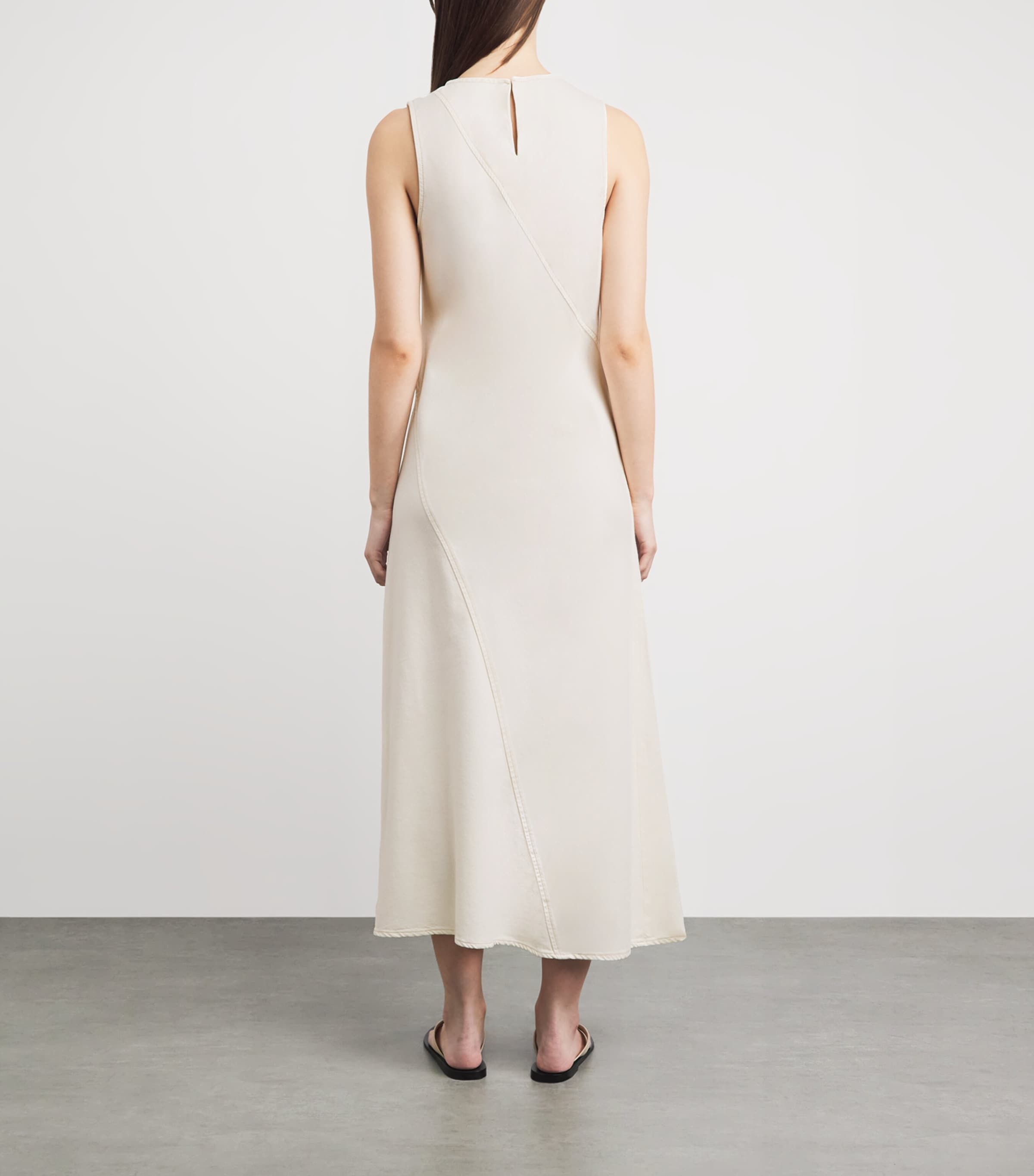 Rag & Bone Womens Cotton-Blend Twill Midi Dress Ecru Image 5