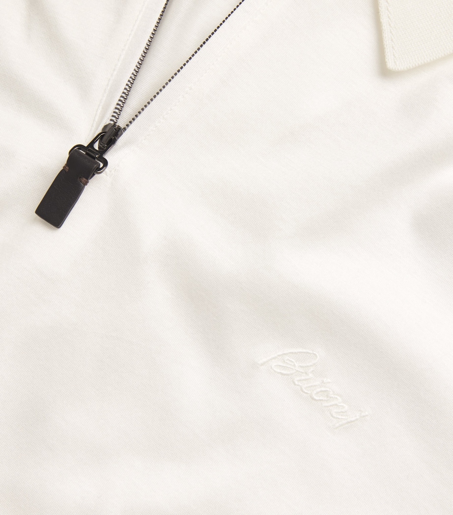 Cotton Zip-Up Polo Shirt Image 5