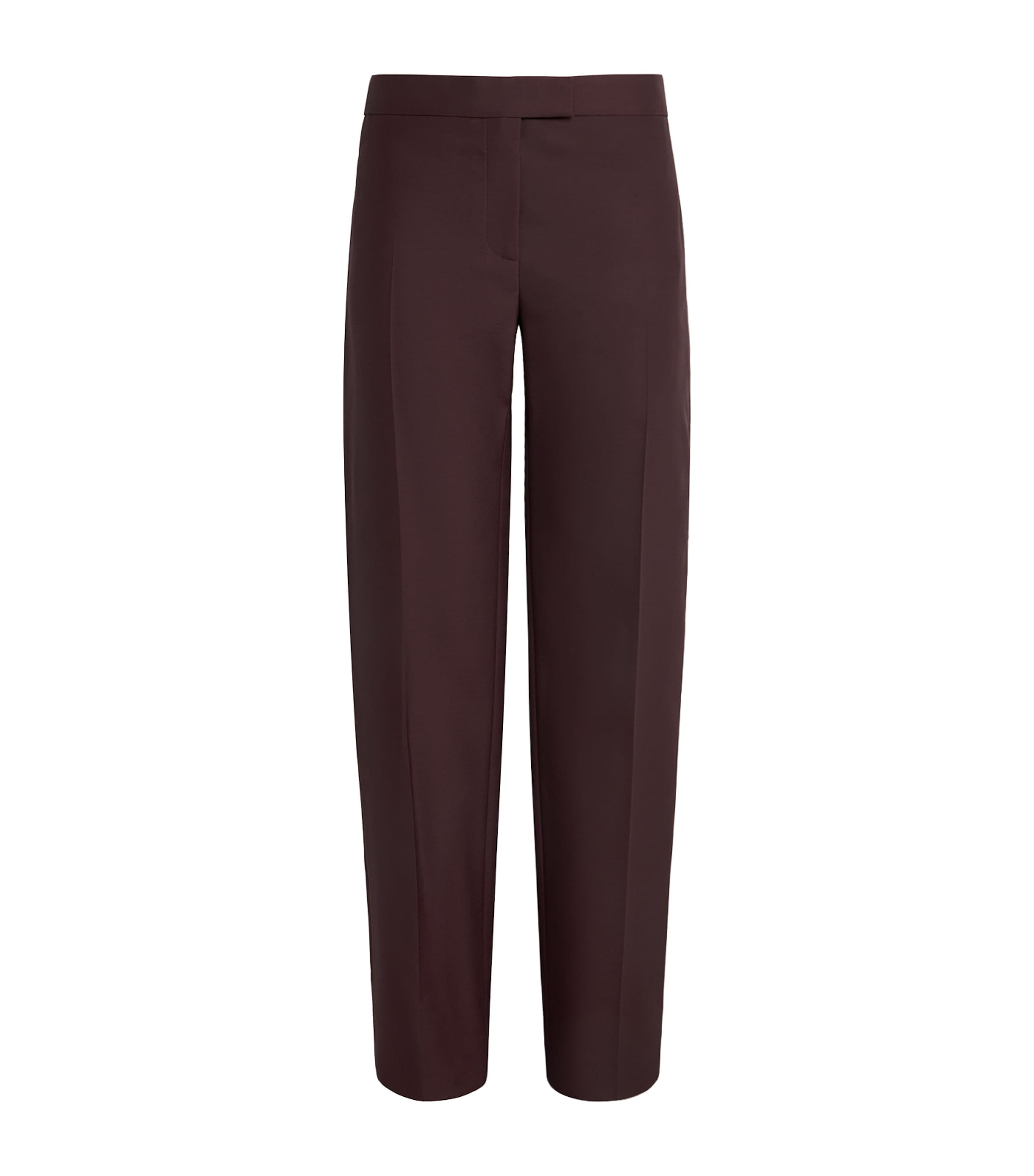 Khaite Virgin Wool-silk Callen Straight Trousers In Brown