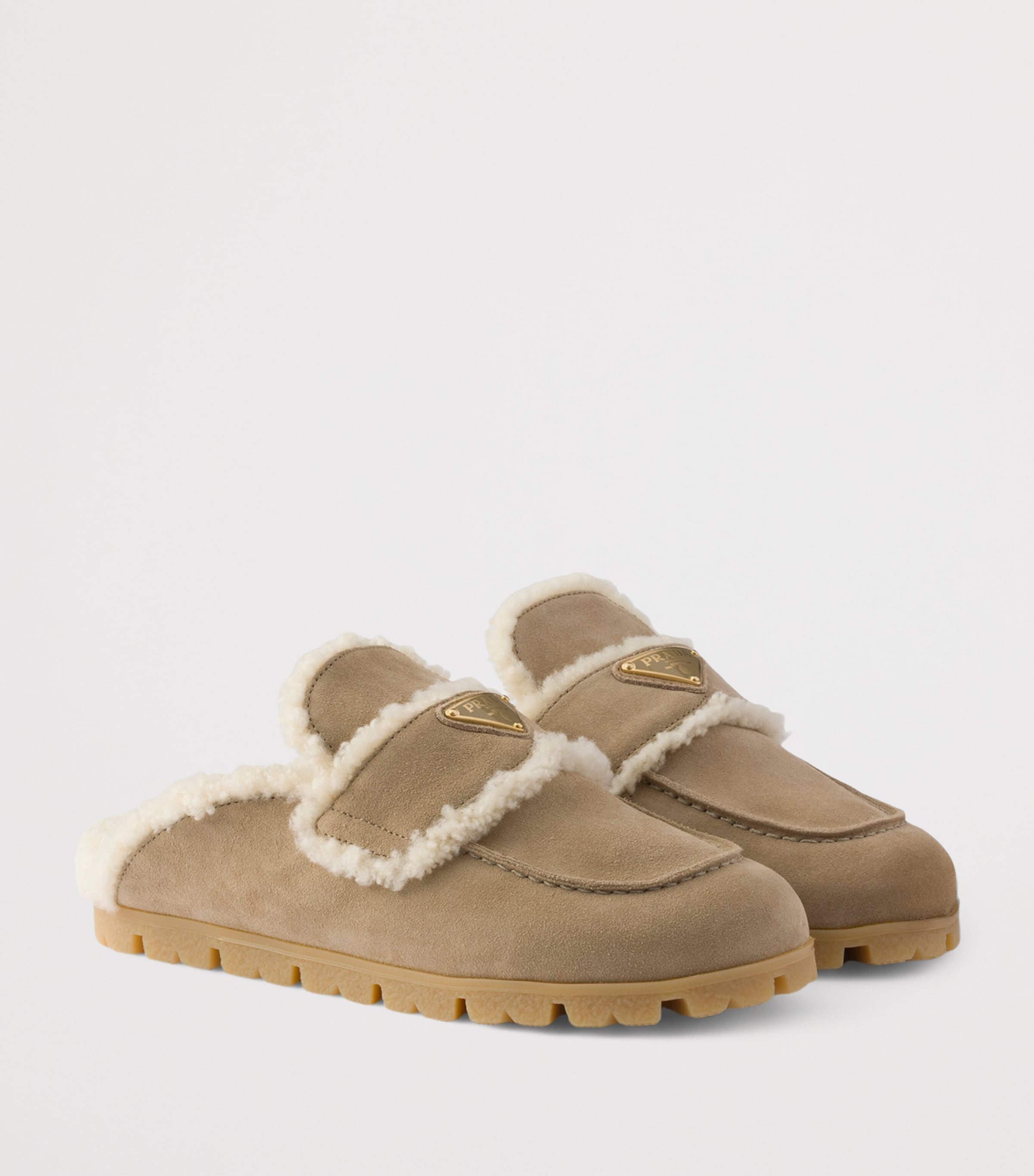Suede Shearling-Lined Mules F0F24 Image 2