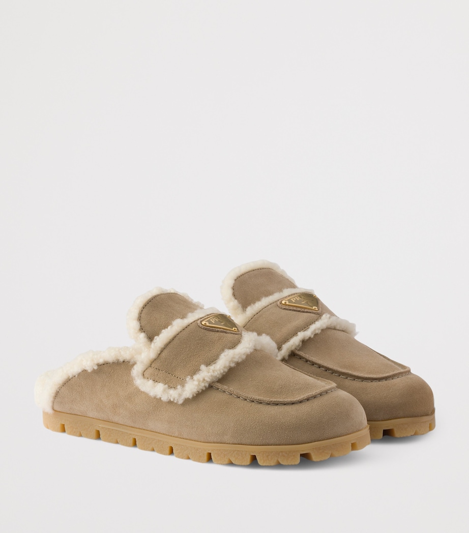 Suede Shearling-Lined Mules F0F24 Image 2