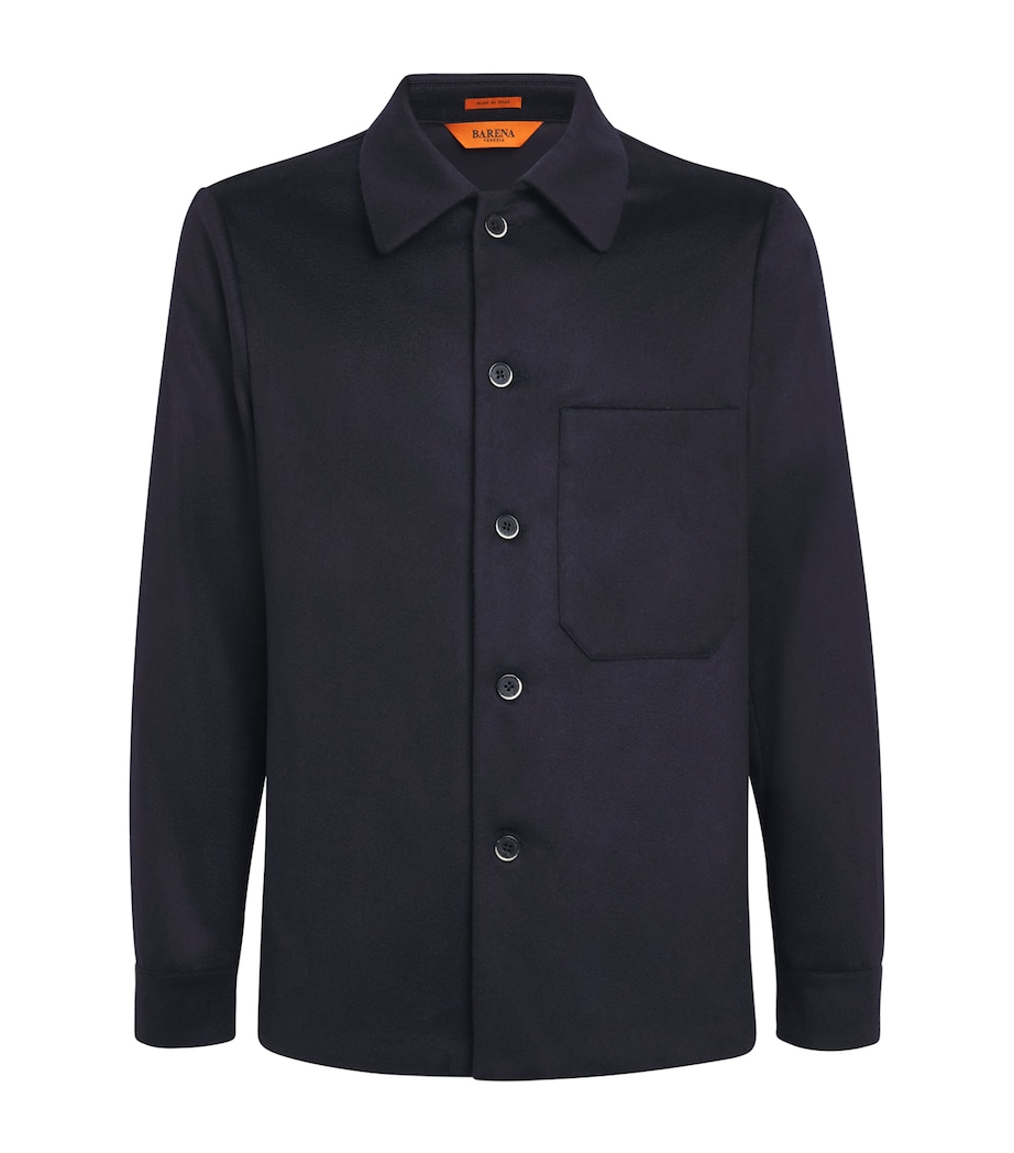 Barena Mens Brushed Cashmere Overshirt Navy Image 1