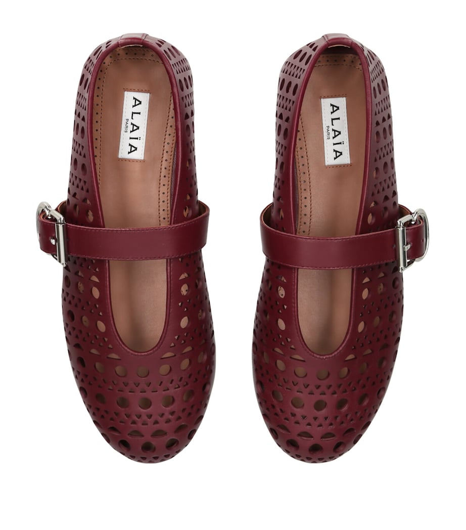 Alaïa Leather Vivienne Ballet Flats Wine Image 4