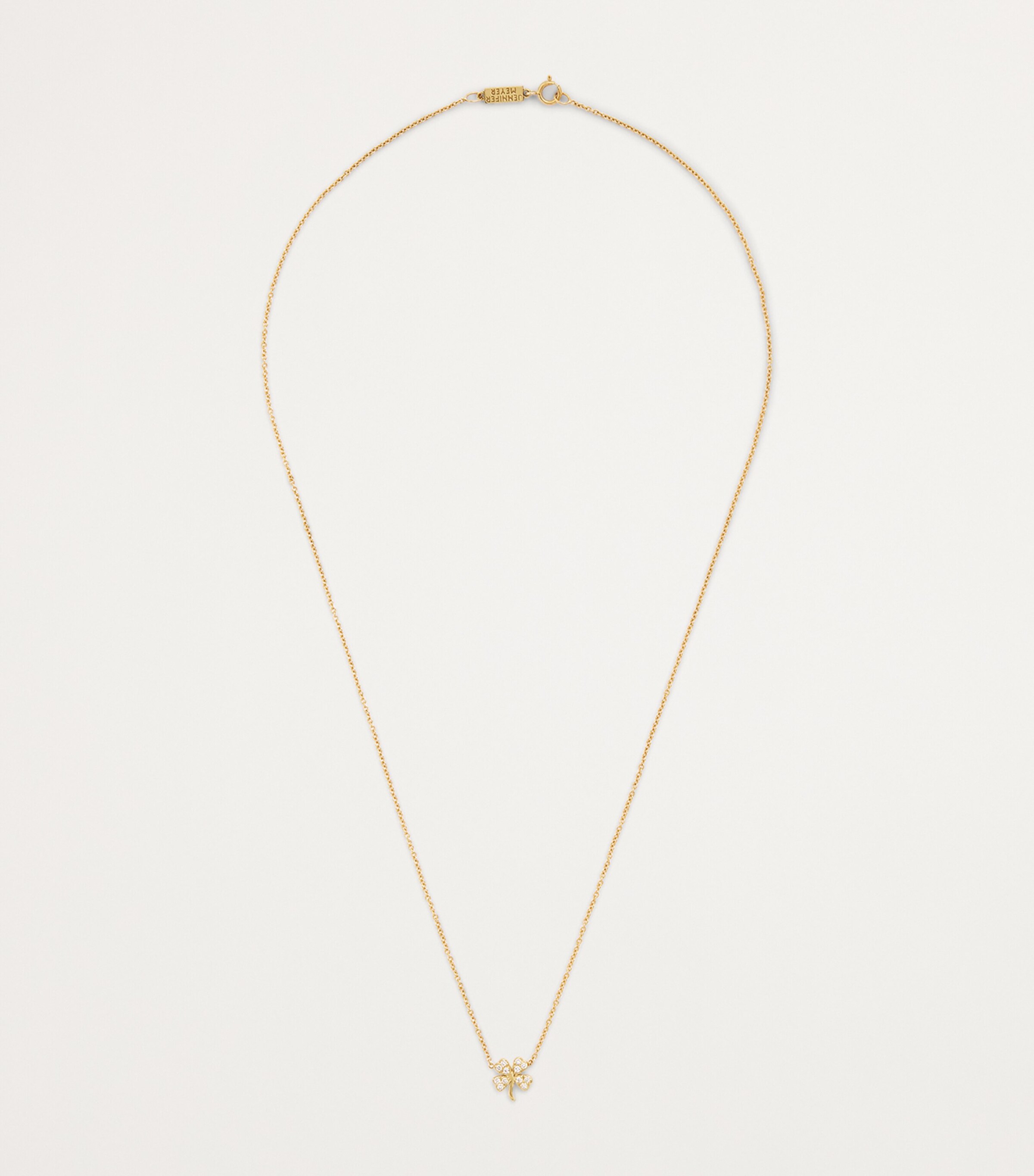 Jennifer Meyer Mini Yellow Gold and Diamond Edith Clover Necklace Yellow Gold Image 3