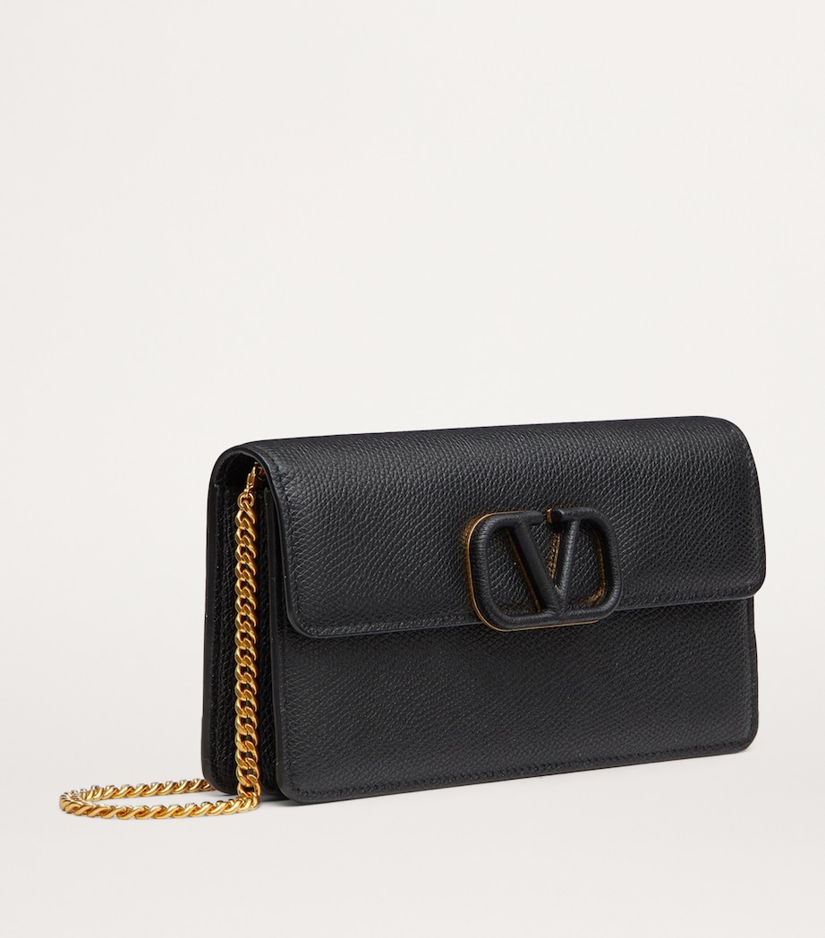 Leather VLogo Signature Chain Wallet 0NO Image 3