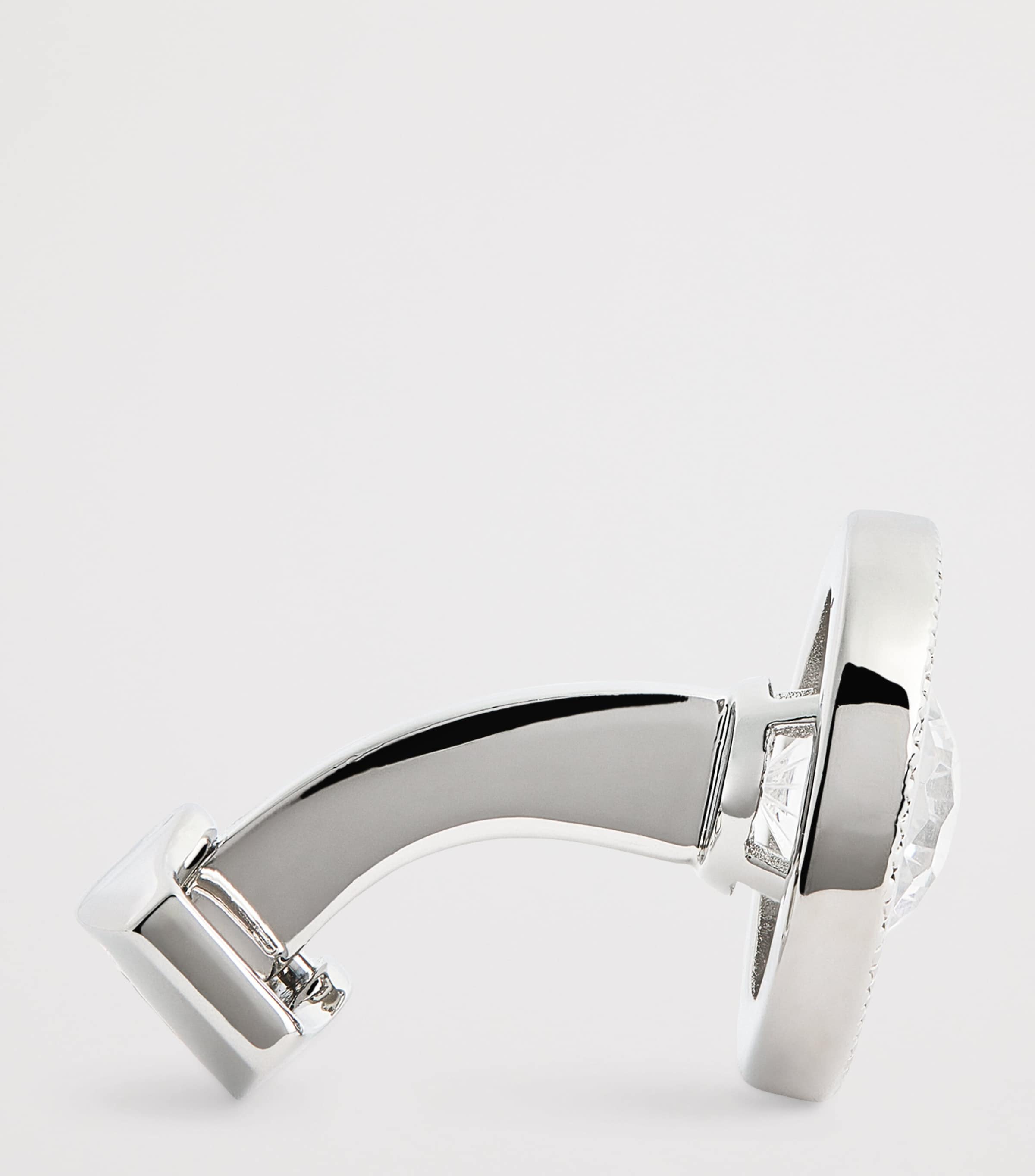 Rhodium-Plated Cubic Zirconia Halo Round Cufflinks CLEAR Image 4