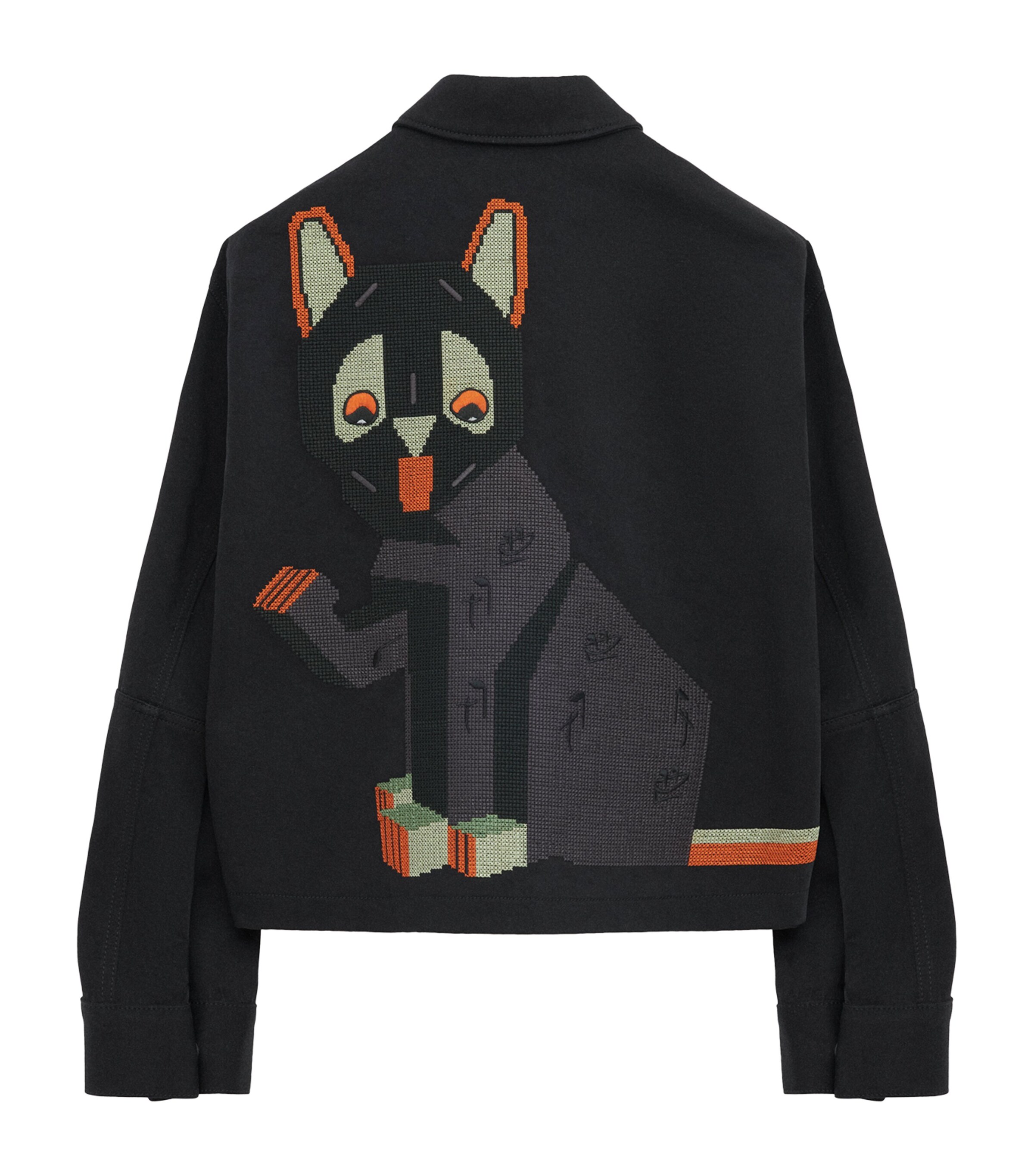 x Louis Wain Cotton-Satin Embroidered Jacket BLACK Image 2