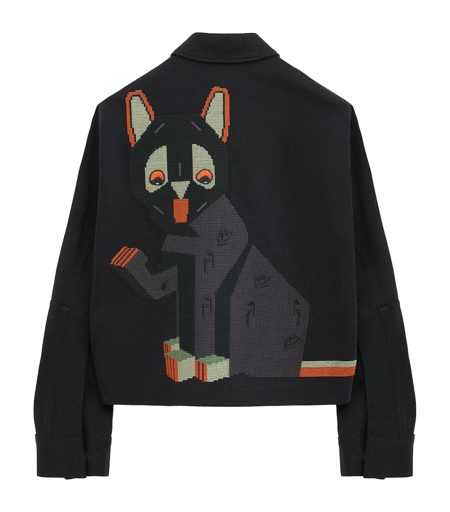 x Louis Wain Cotton-Satin Embroidered Jacket BLACK Image 2