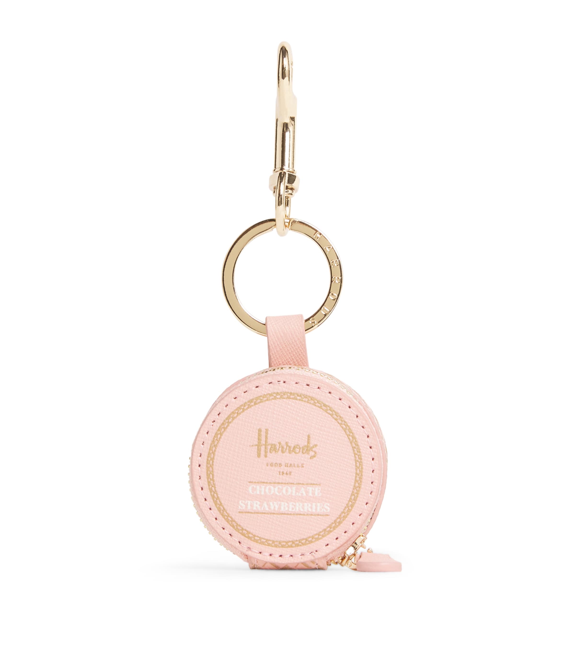 Leather Chocolate-Covered Strawberry Keyring PINK Image 1