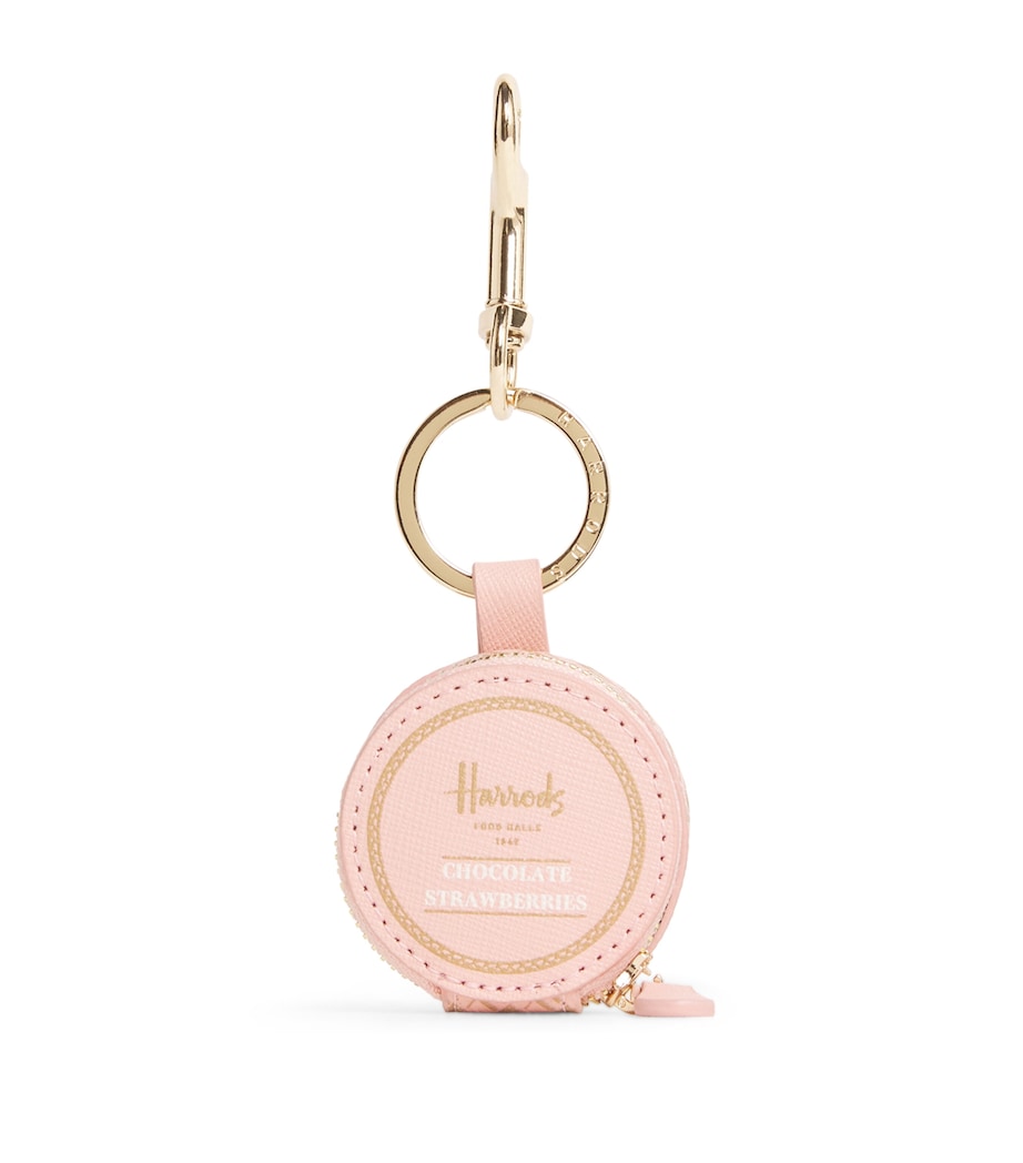 Leather Chocolate-Covered Strawberry Keyring PINK Image 1
