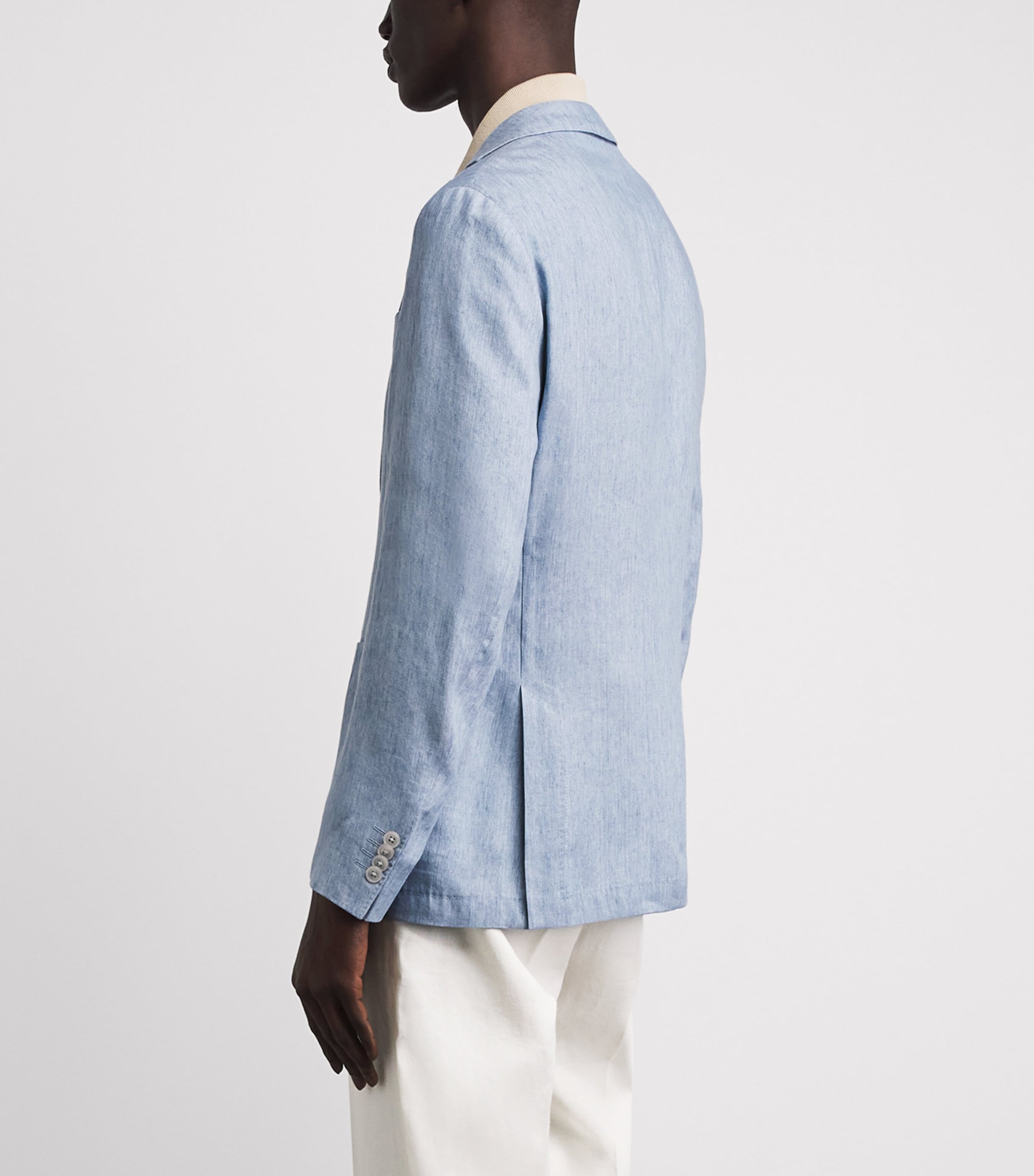 BOSS Mens Linen-Lyocell Hanry Blazer Open Blue Image 5
