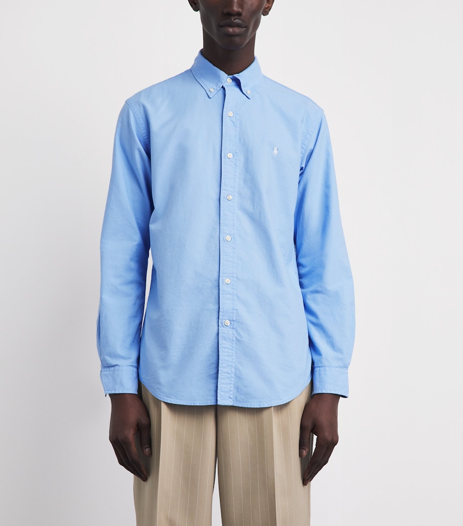 Polo Ralph Lauren Mens Cotton Garment-Dyed Oxford Shirt Austin Blue W/wht Pp Image 4