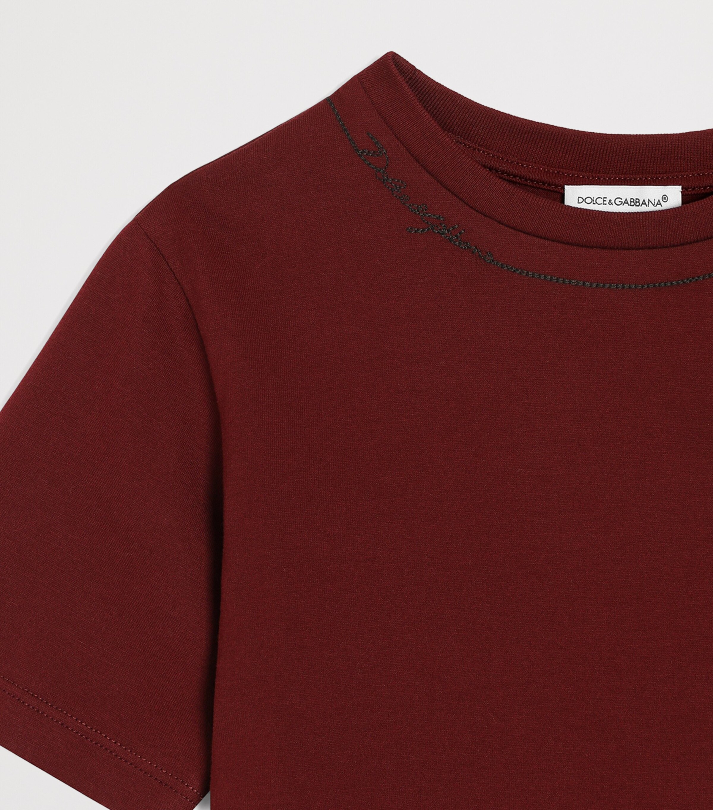 Dolce&Gabbana Kids Embroidered Logo T-Shirt (8-14 Years) Bordeaux Image 3