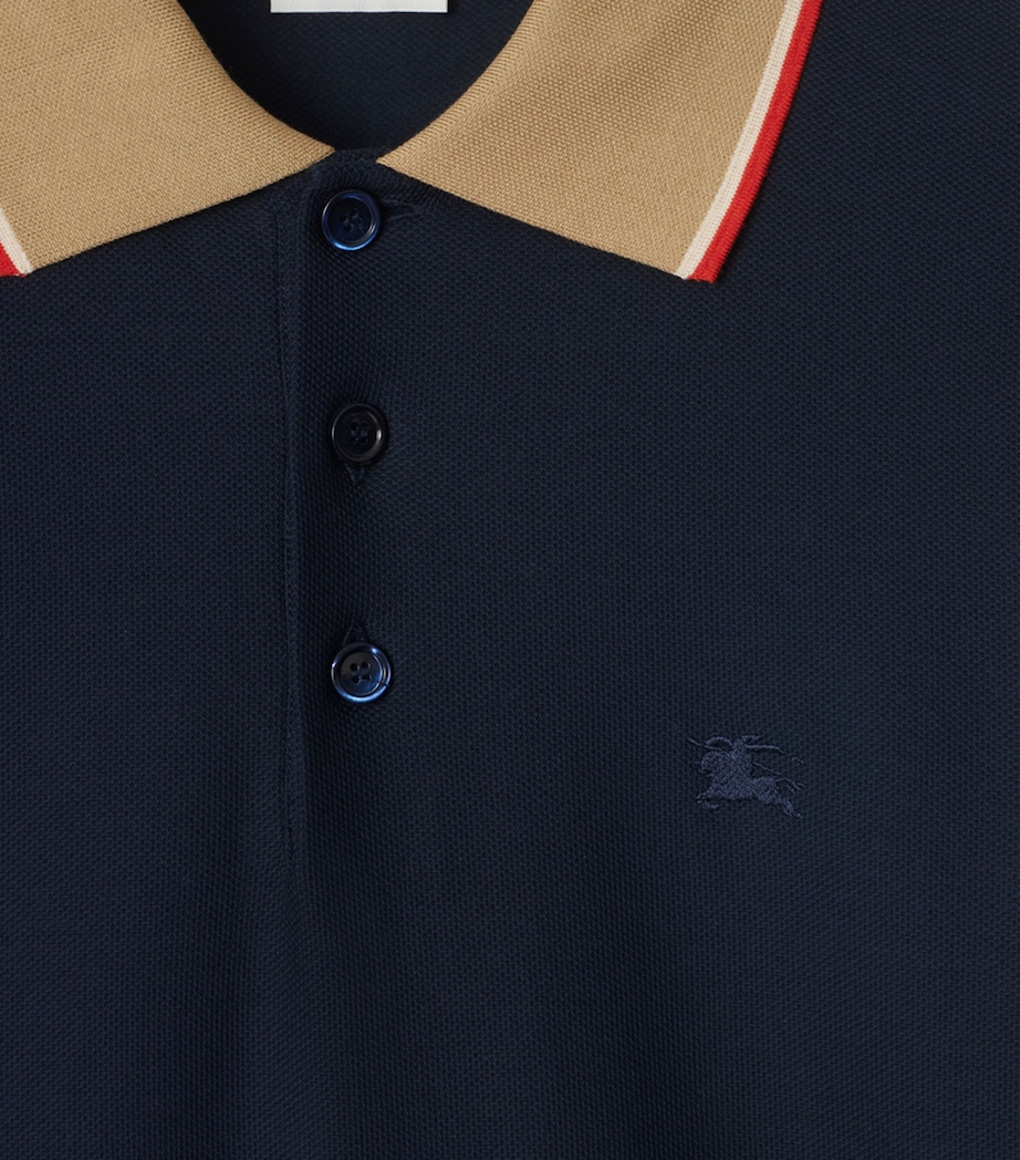Piqué Cotton Logo Collar Polo Shirt NAVY Image 5