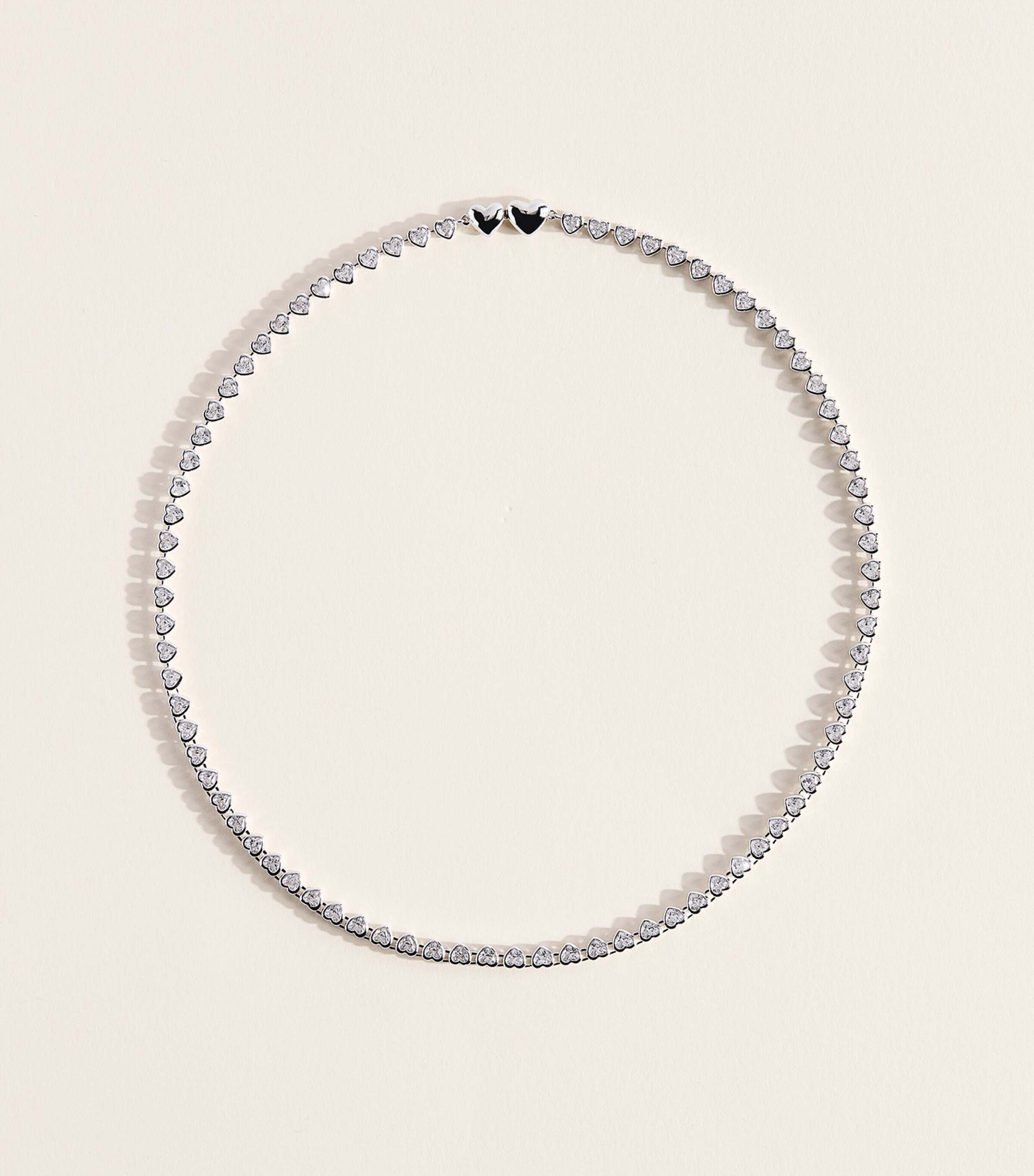 Astrid & Miyu Sterling Silver Heart Tennis Necklace Silver Image 1
