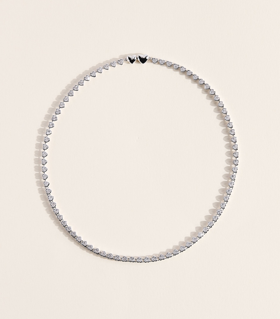 Astrid & Miyu Sterling Silver Heart Tennis Necklace Silver Image 1