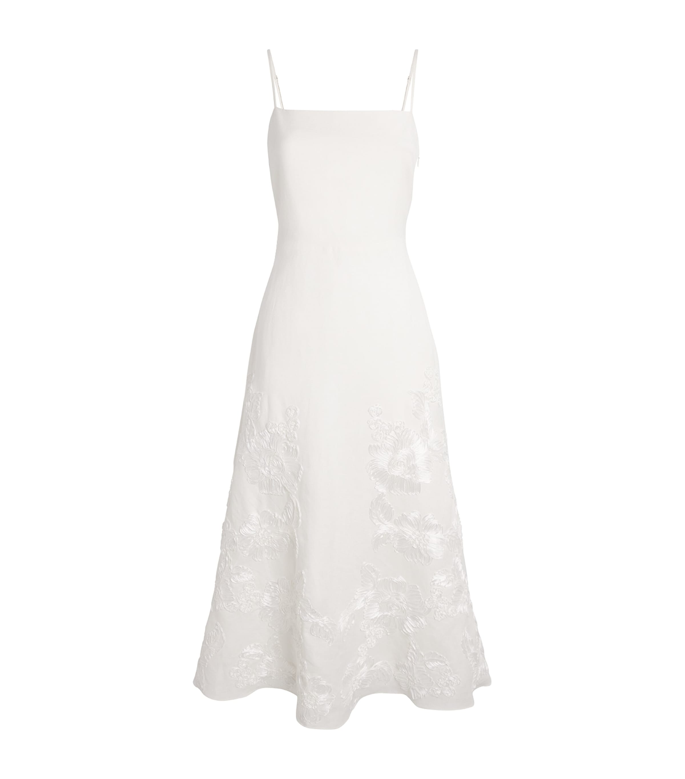 Linen-Blend Embroidered Annabella Midi Dress IVORY Image 1
