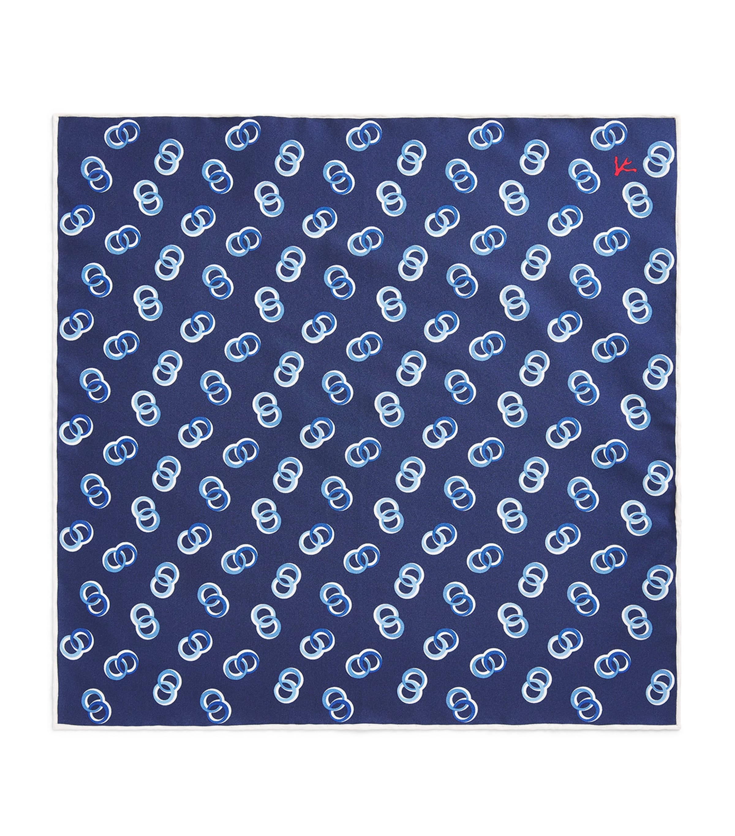 Isaia Silk Printed Pocket Square In Blue