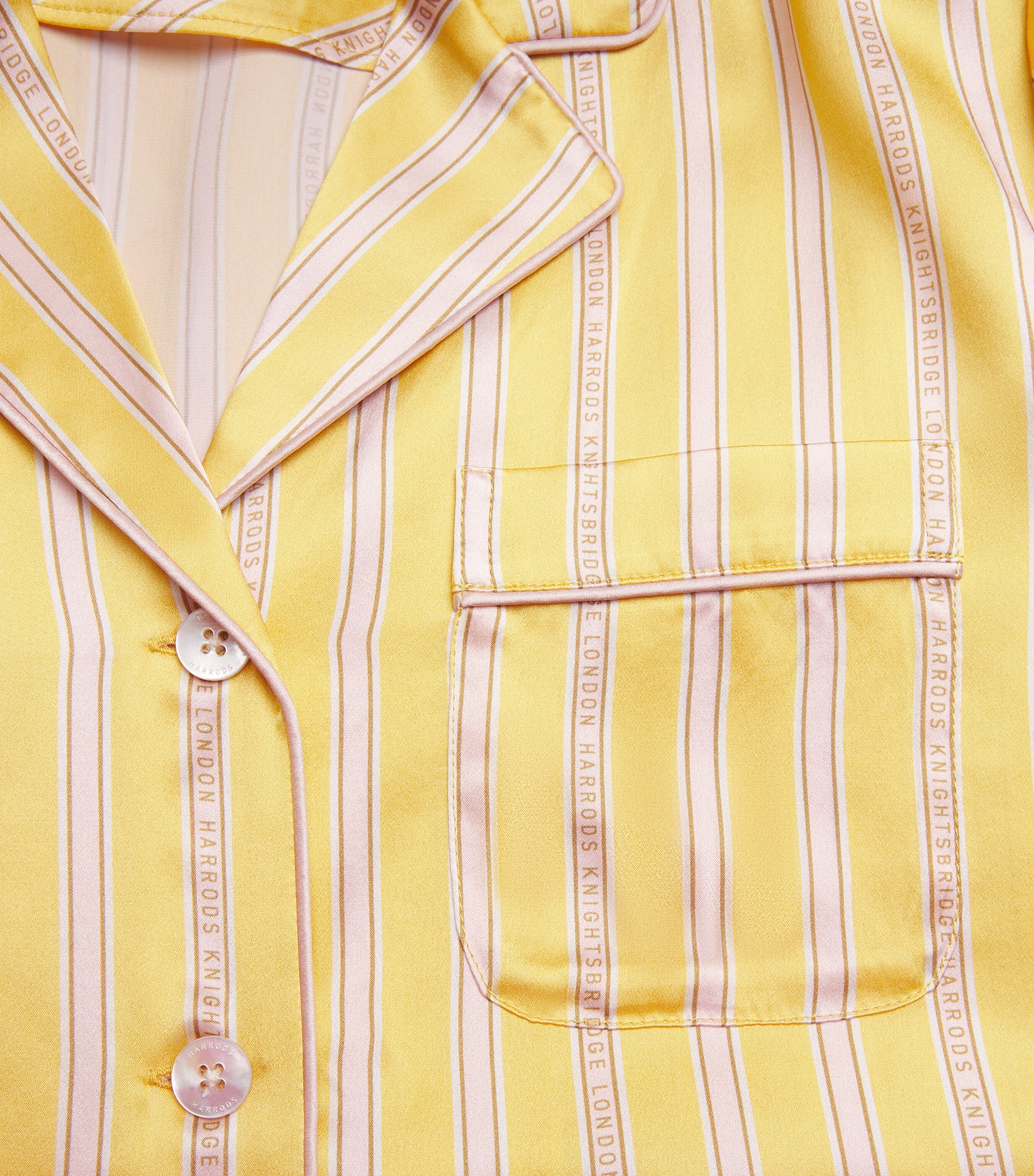 Harrods Womens Silk Stripe Short Pyjama Set Yellow Image 5