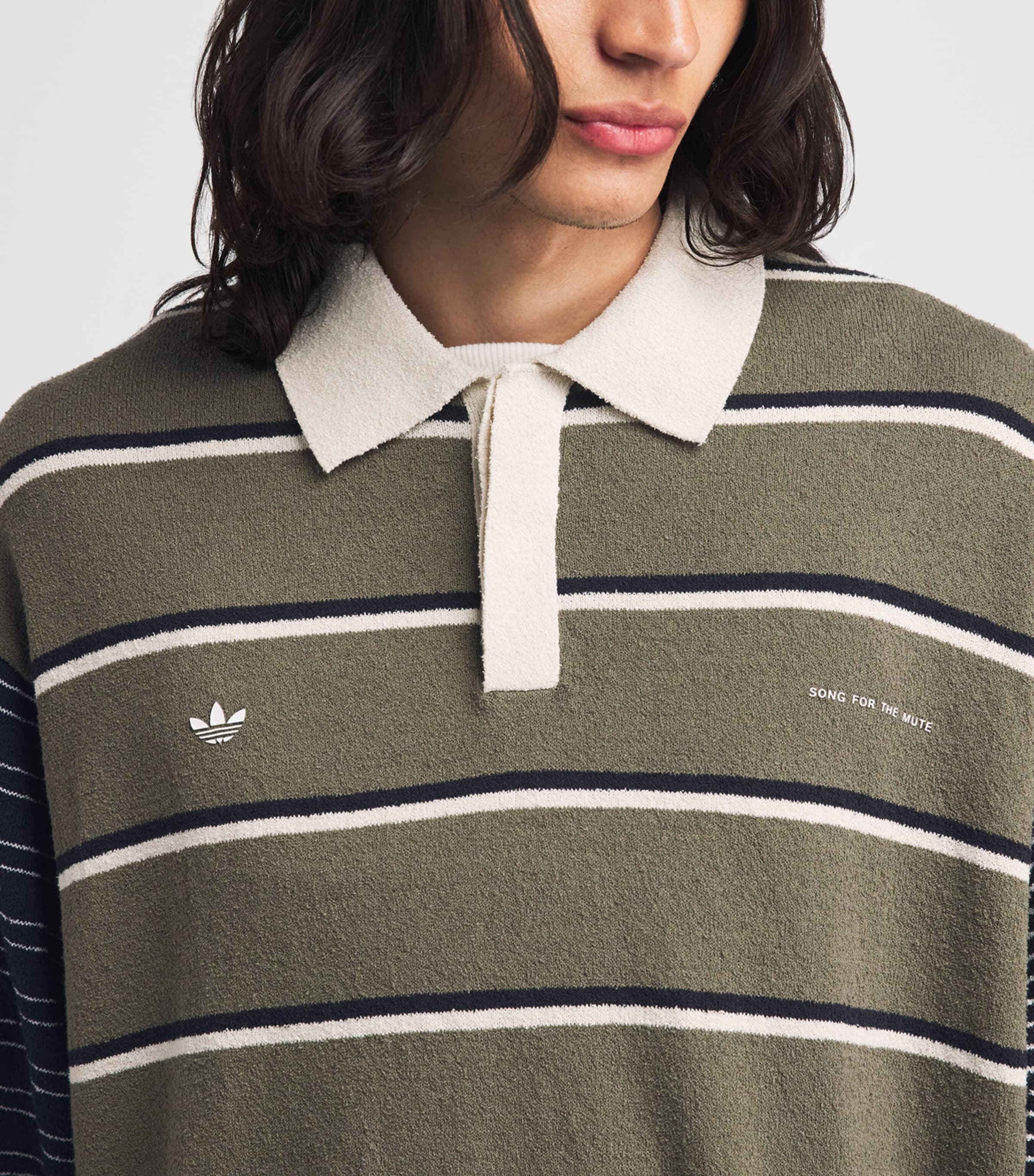 adidas Mens x Song for the Mute Rugby Polo Shirt Olive Strata/black Image 3