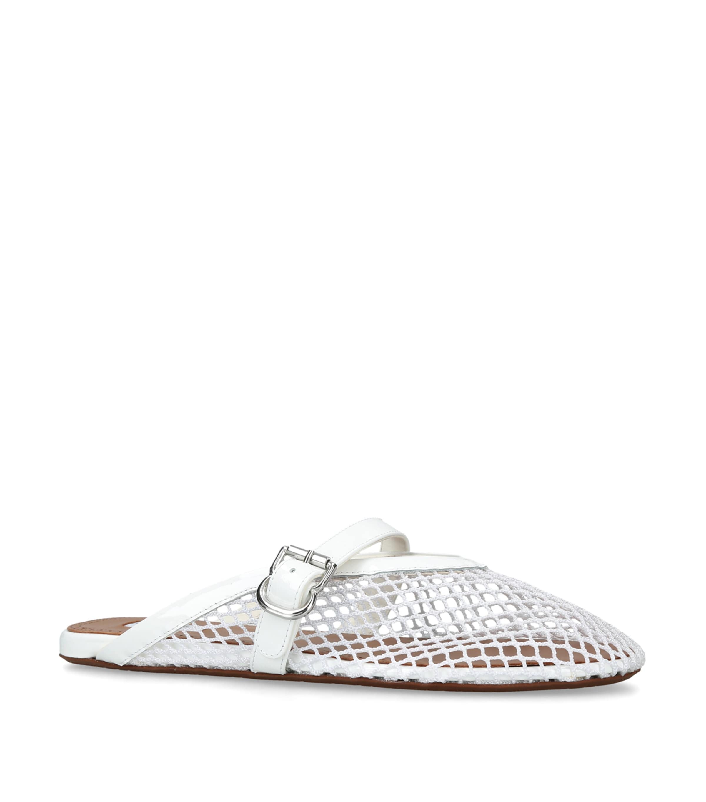 Alaïa Patent Leather Fishnet Mules White Image 3