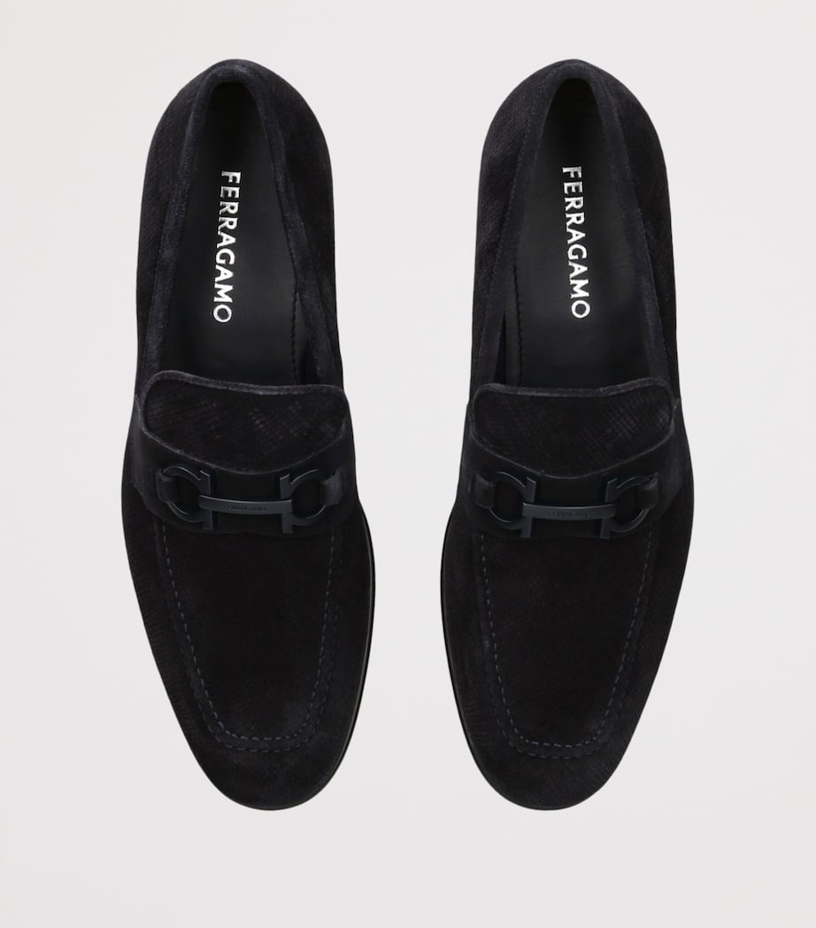 Salvatore Ferragamo Textured Suede Loafers Navy Image 4
