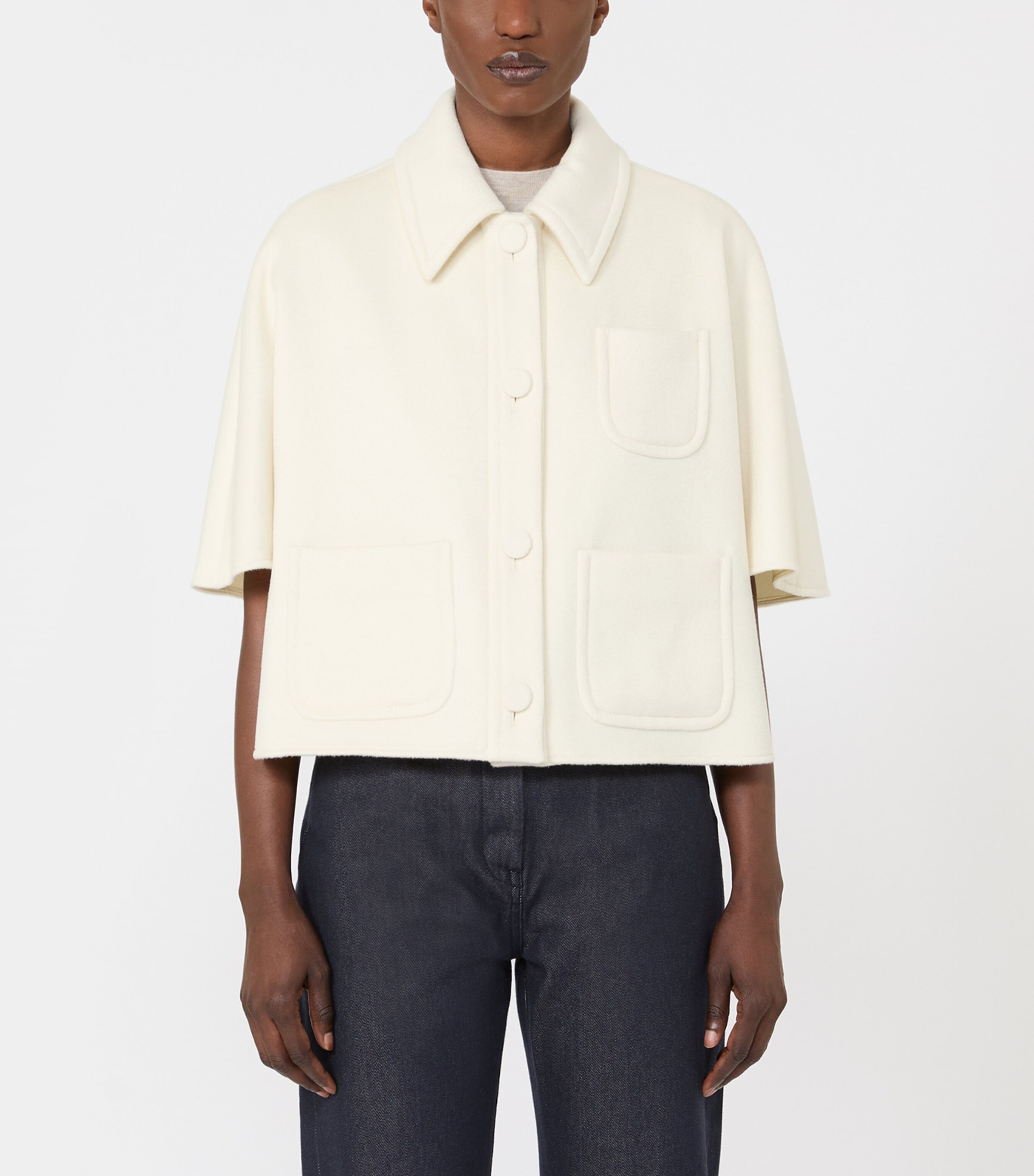 Max Mara Womens Cashmere Cape White Image 2